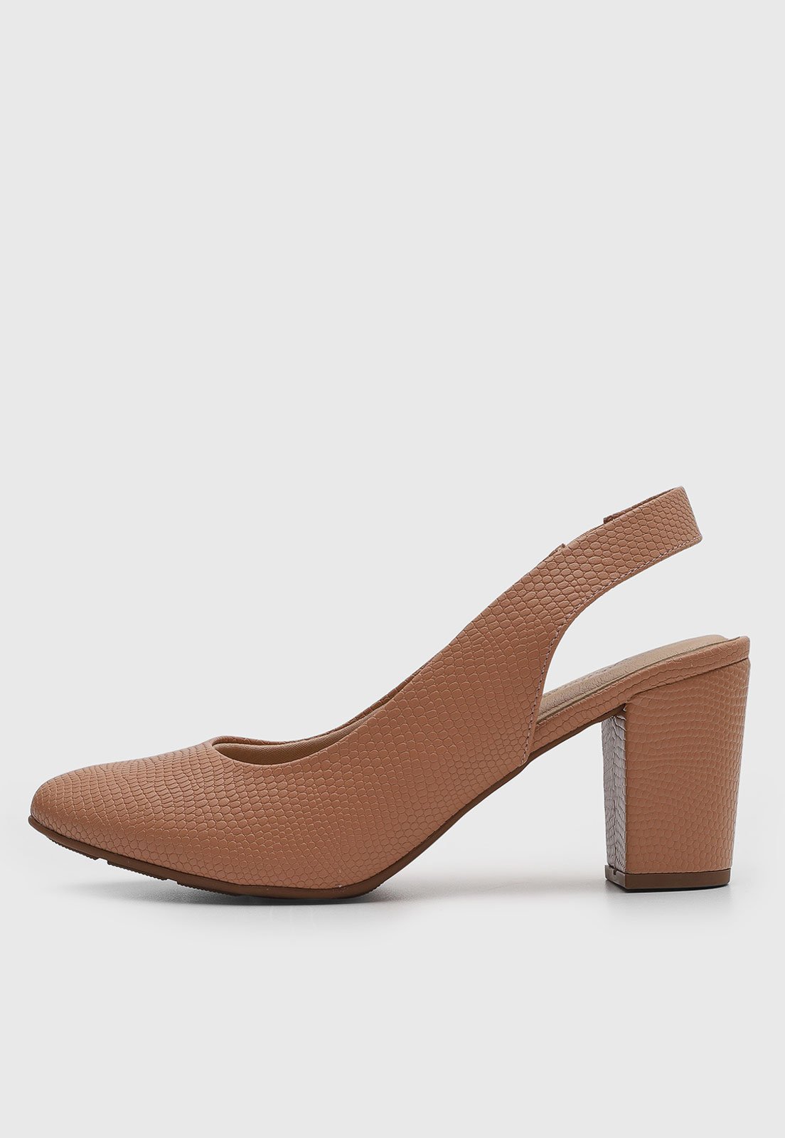 Scarpin Feminino Modare Salto Bloco Texturizado Nude