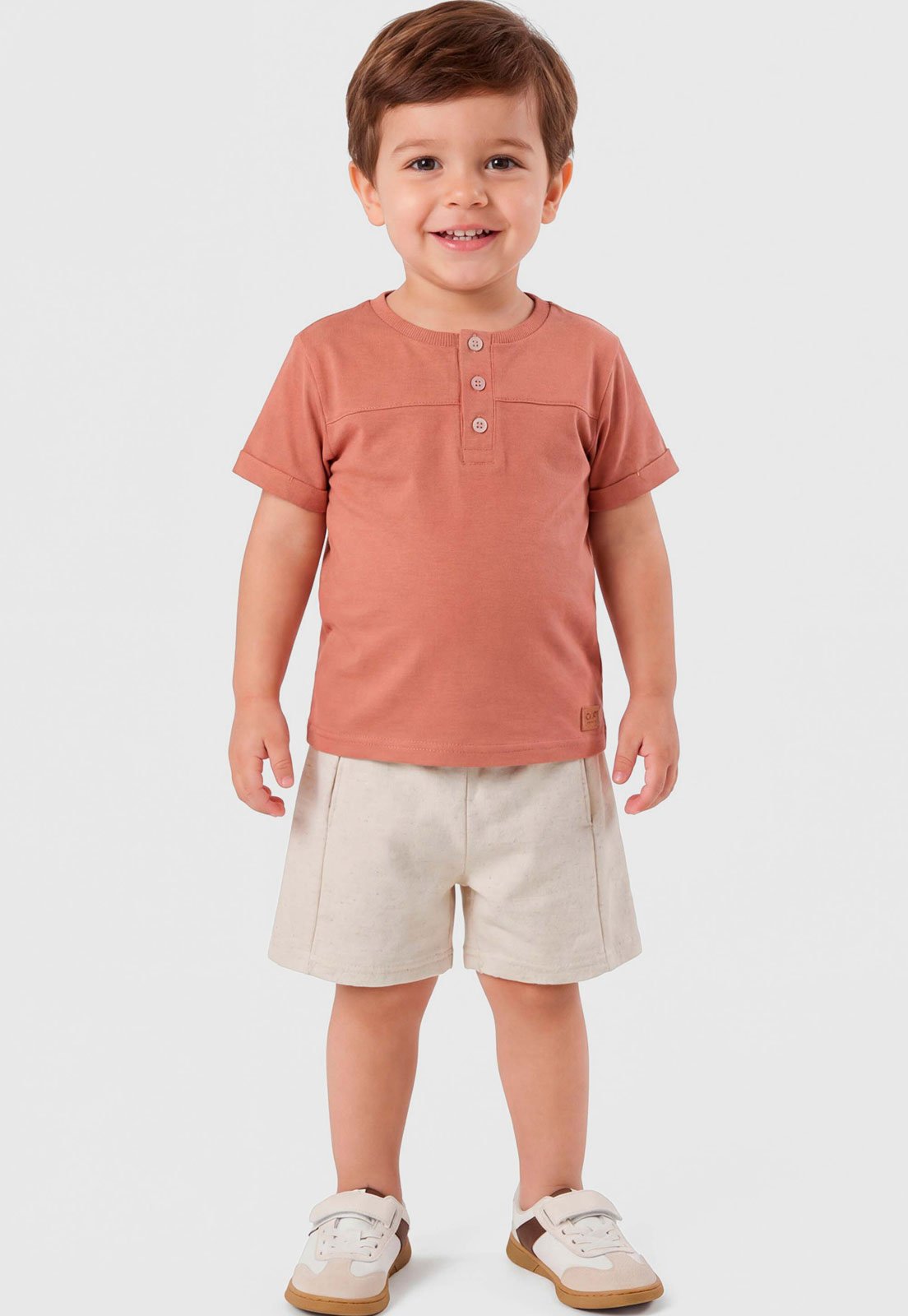 Infantil - Conjunto Curto Colorittá Gola Redonda Botões Terracota