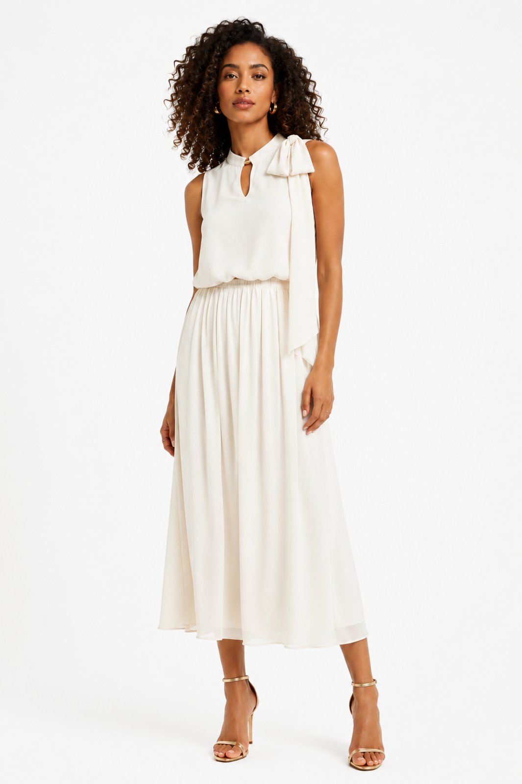 Conjunto D Bell Outlet Fashion Chiffon Plissé Off White