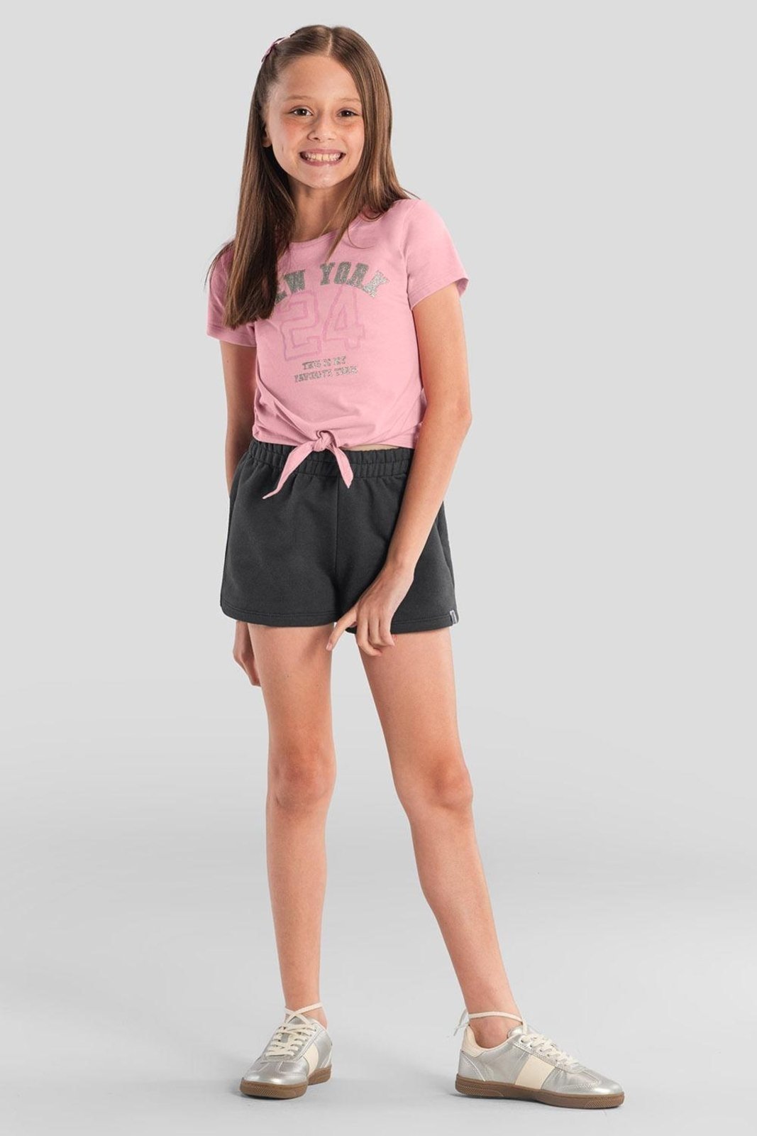 Infantil – Conjunto menina com glitter Brandili Rosa