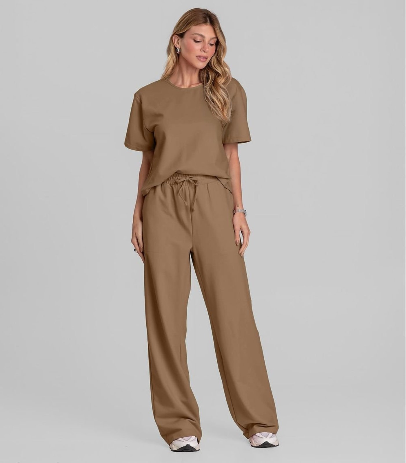 Vista 2 Conjunto Feminino Blusa com Calça Dianna marrom Dianna marrom