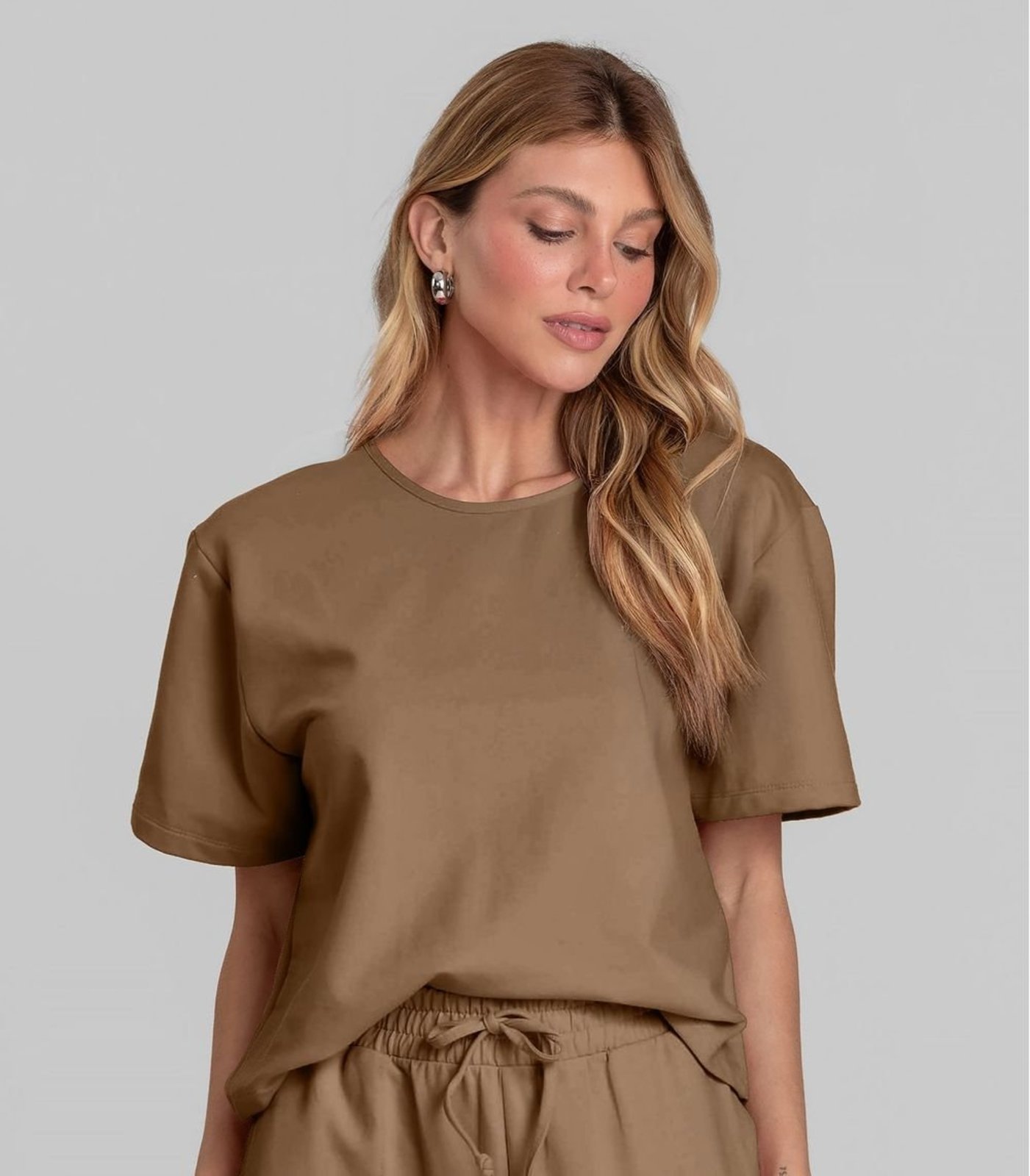 Vista 3 Conjunto Feminino Blusa com Calça Dianna marrom Dianna marrom