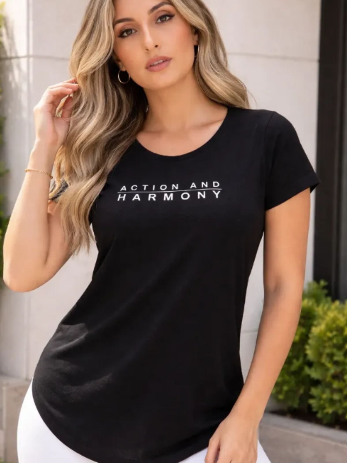 Blusa Feminina Academia Fitness Action Preto