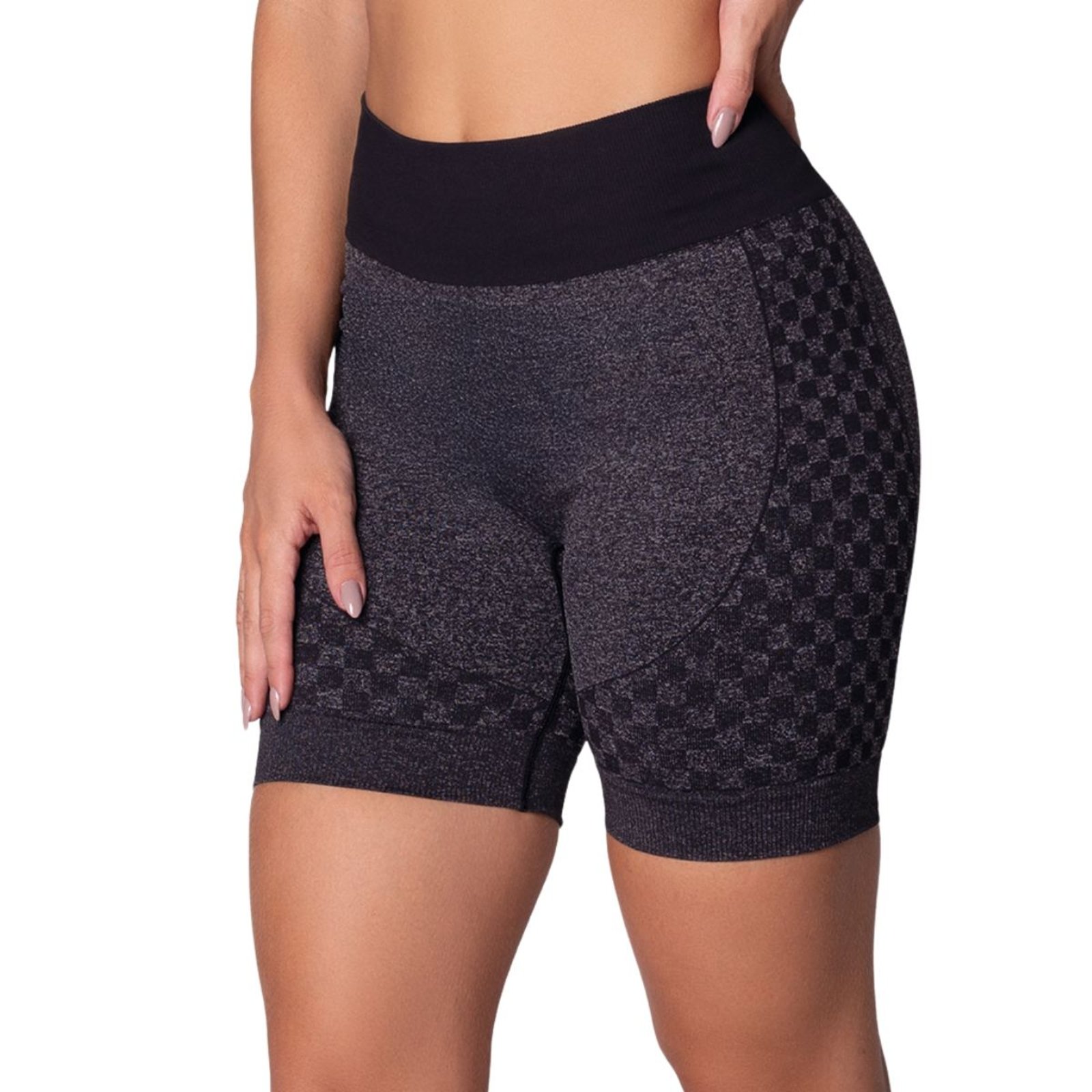 Shorts Fitness Detalhe Quadriculado Sem Costura Selene