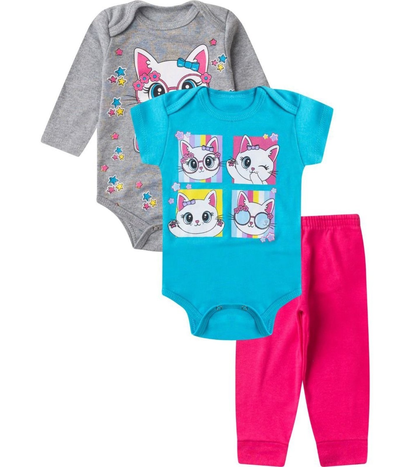 Infantil - Kit Body Longo 3 Peças Kappes Rosa
