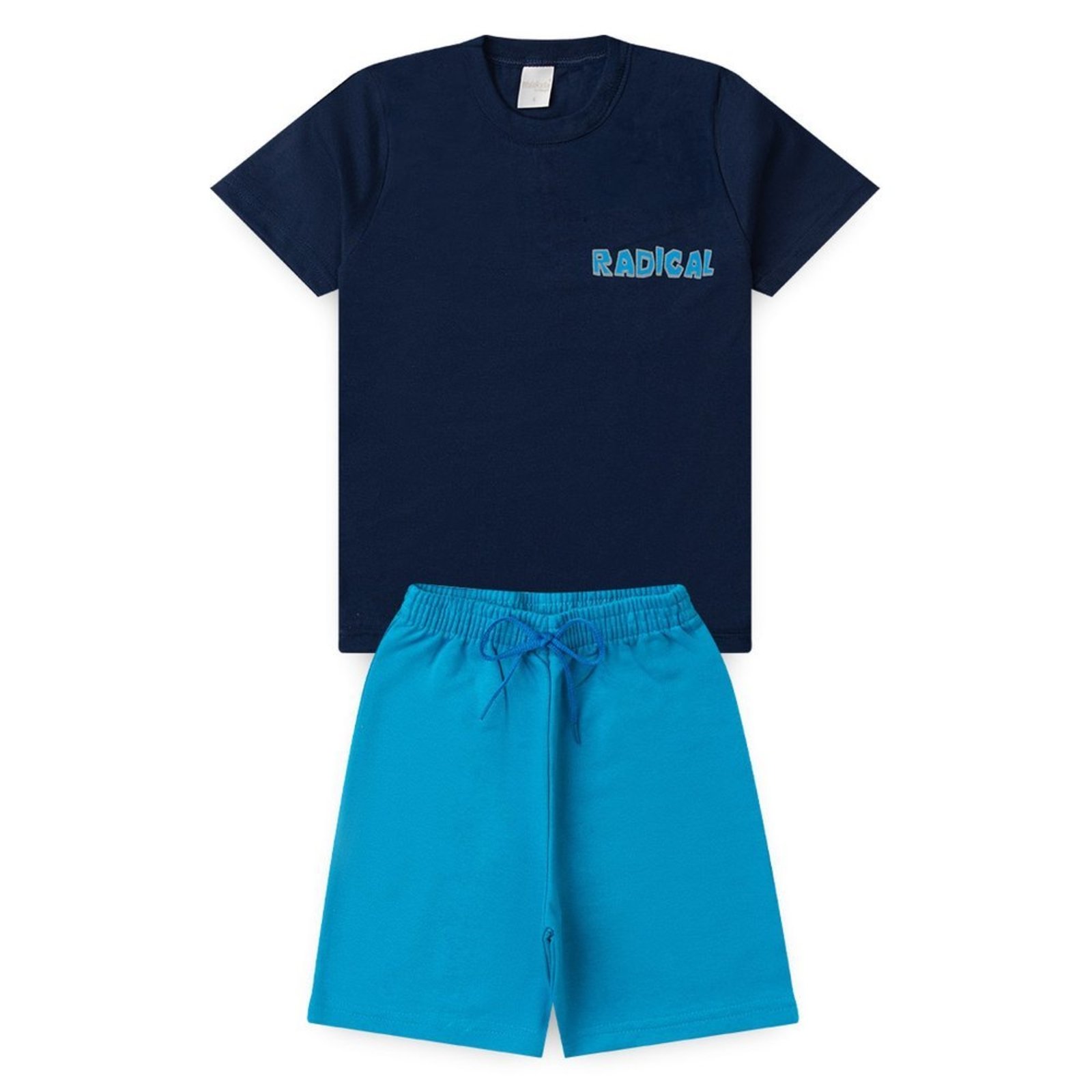 Infantil - Conjunto Verão Menino Marinho Camiseta e Bermuda Radical Skate