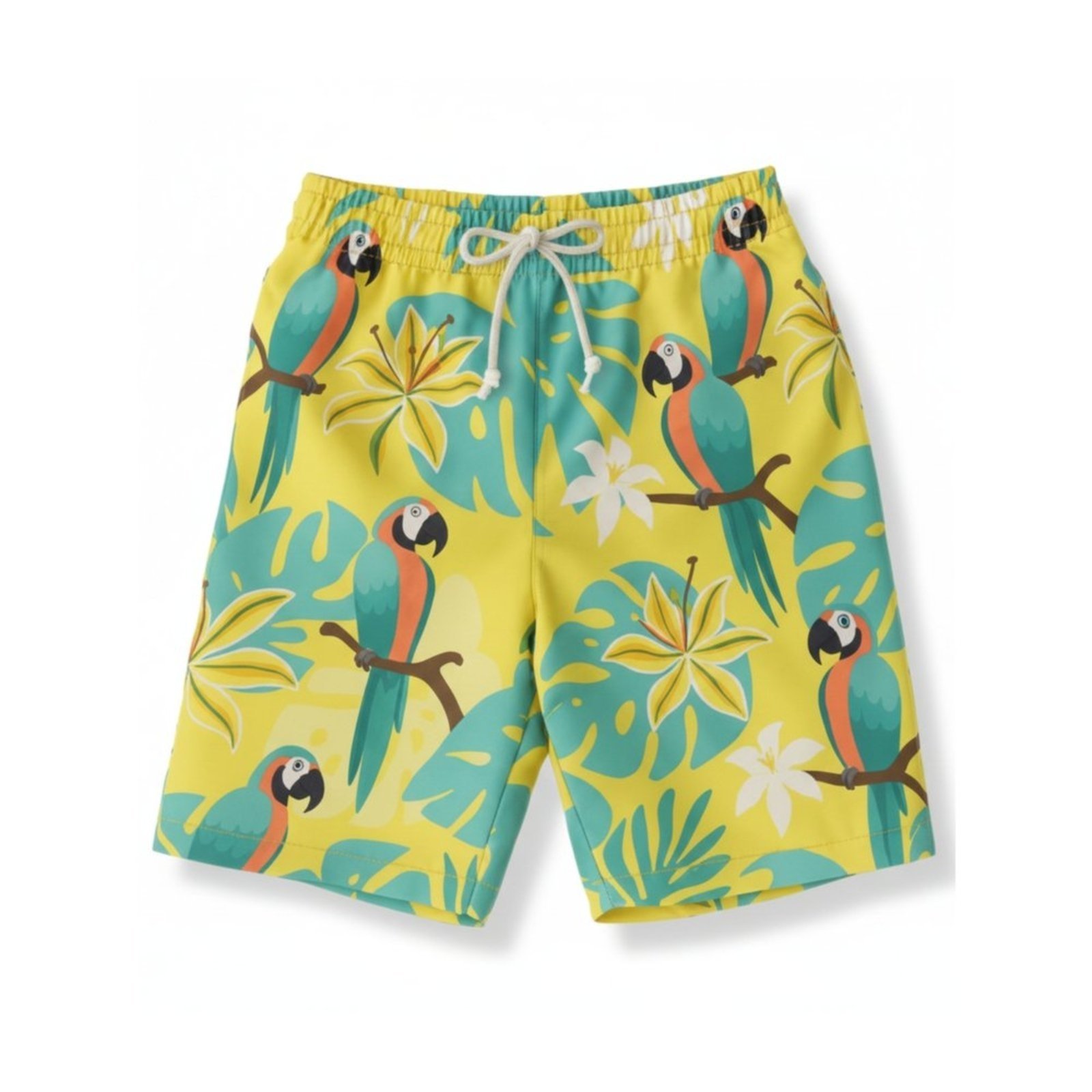 Vista 2 Infantil - Shorts Menino Verão em Moletinho Araras ROSA AZUL KIDS amarelo ROSA AZUL KIDS amarelo