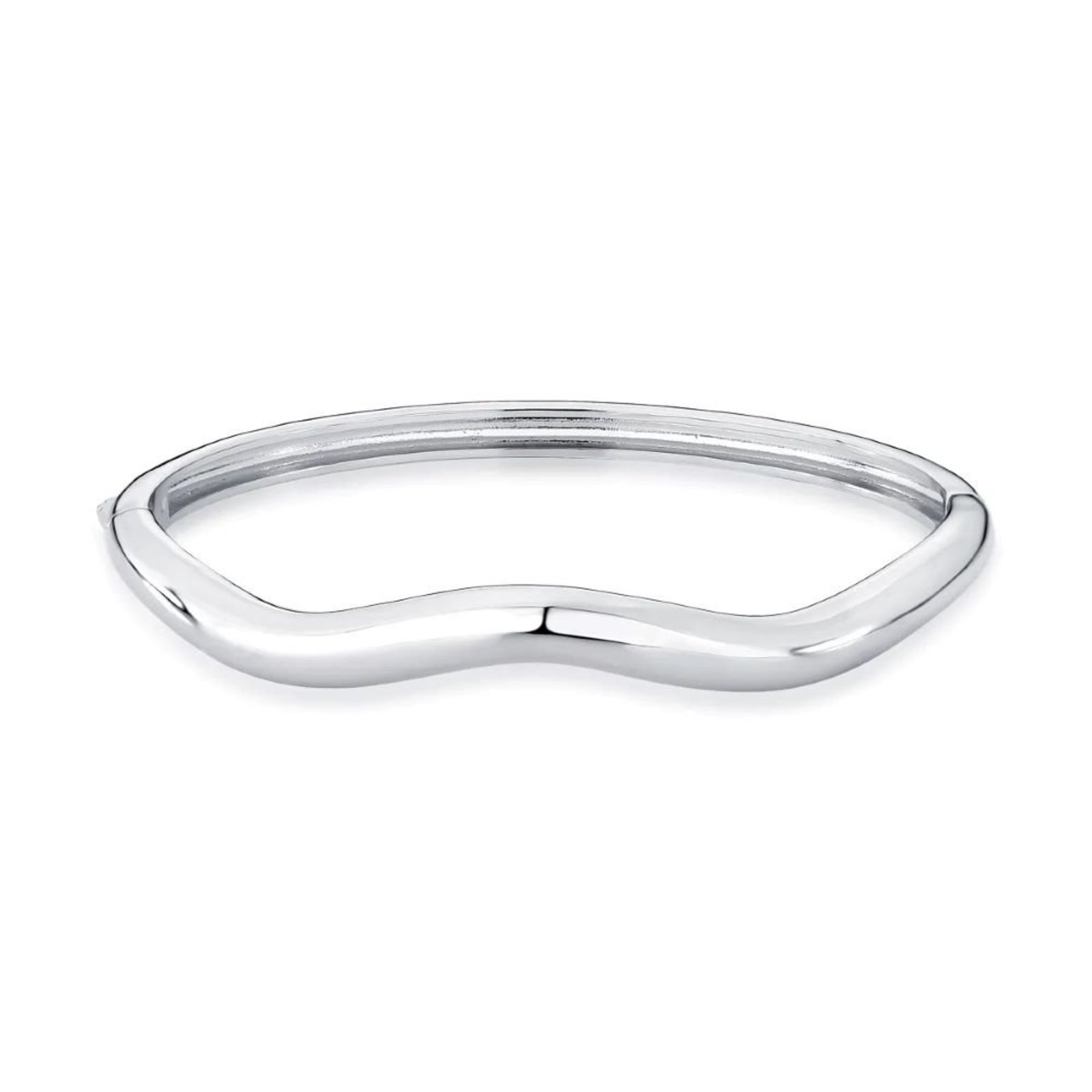 Infantil - Pulseira Rígida Curva Liso Semijoia Banhada a Ródio Ania Store