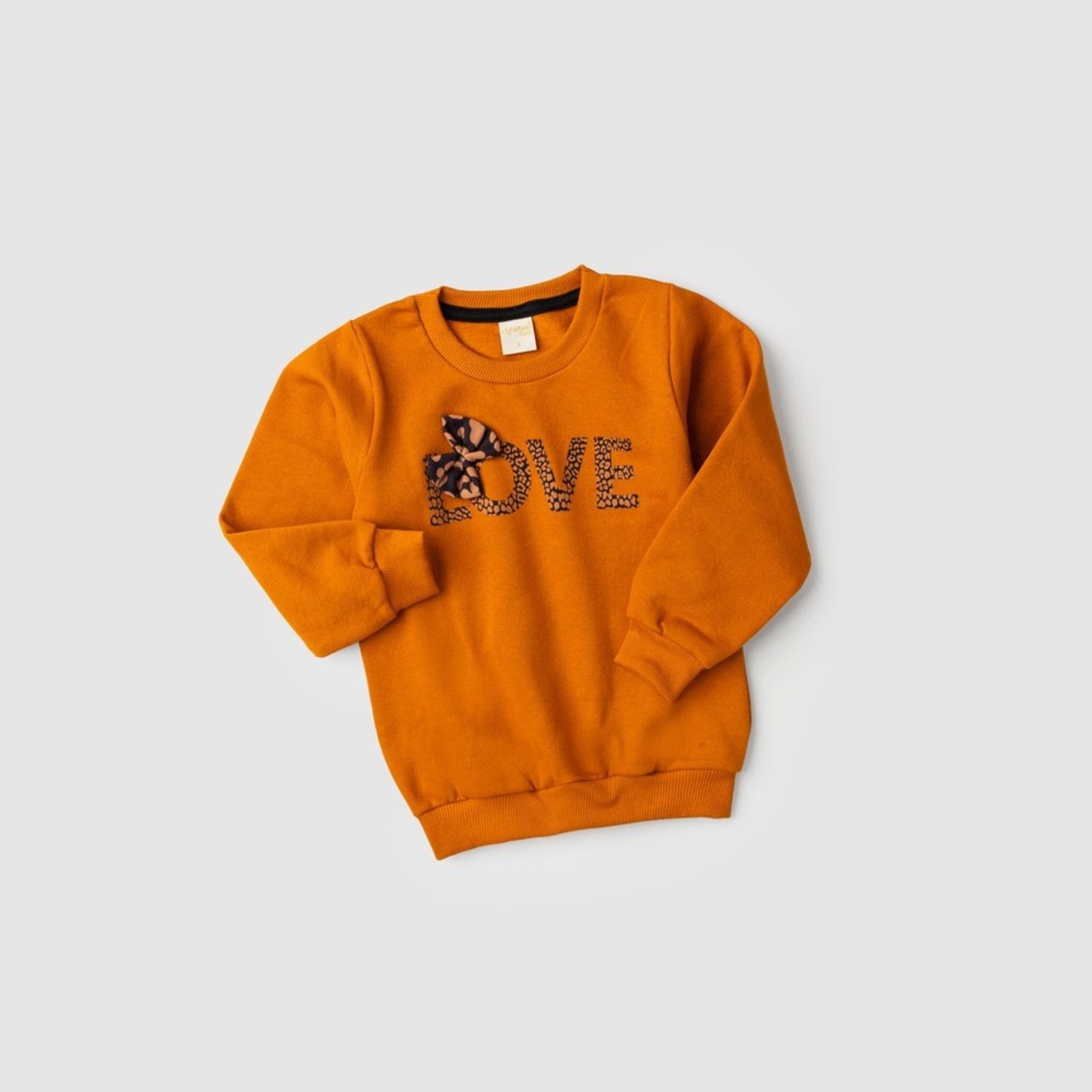 Vista 3 Infantil - Blusão Inverno Menina Canela em Moletom Love Oncinha com Laço Molekada marrom Molekada marrom