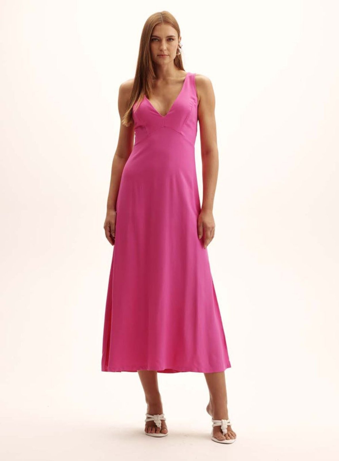 Vestido Comfort Decote V Alça Larga Triton Rosa Wind