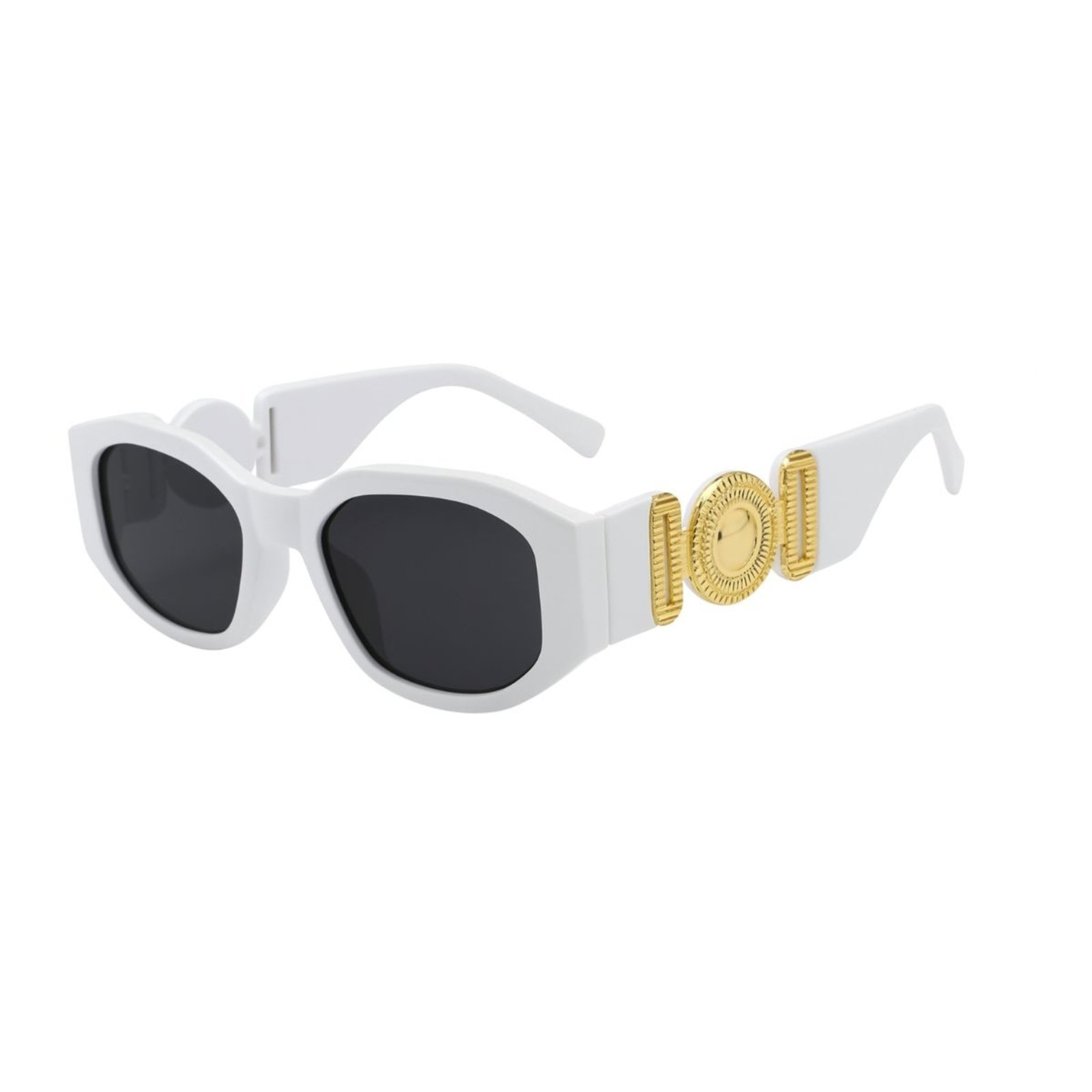 Óculos Design Luxuoso com Detalhe Dourado Branco