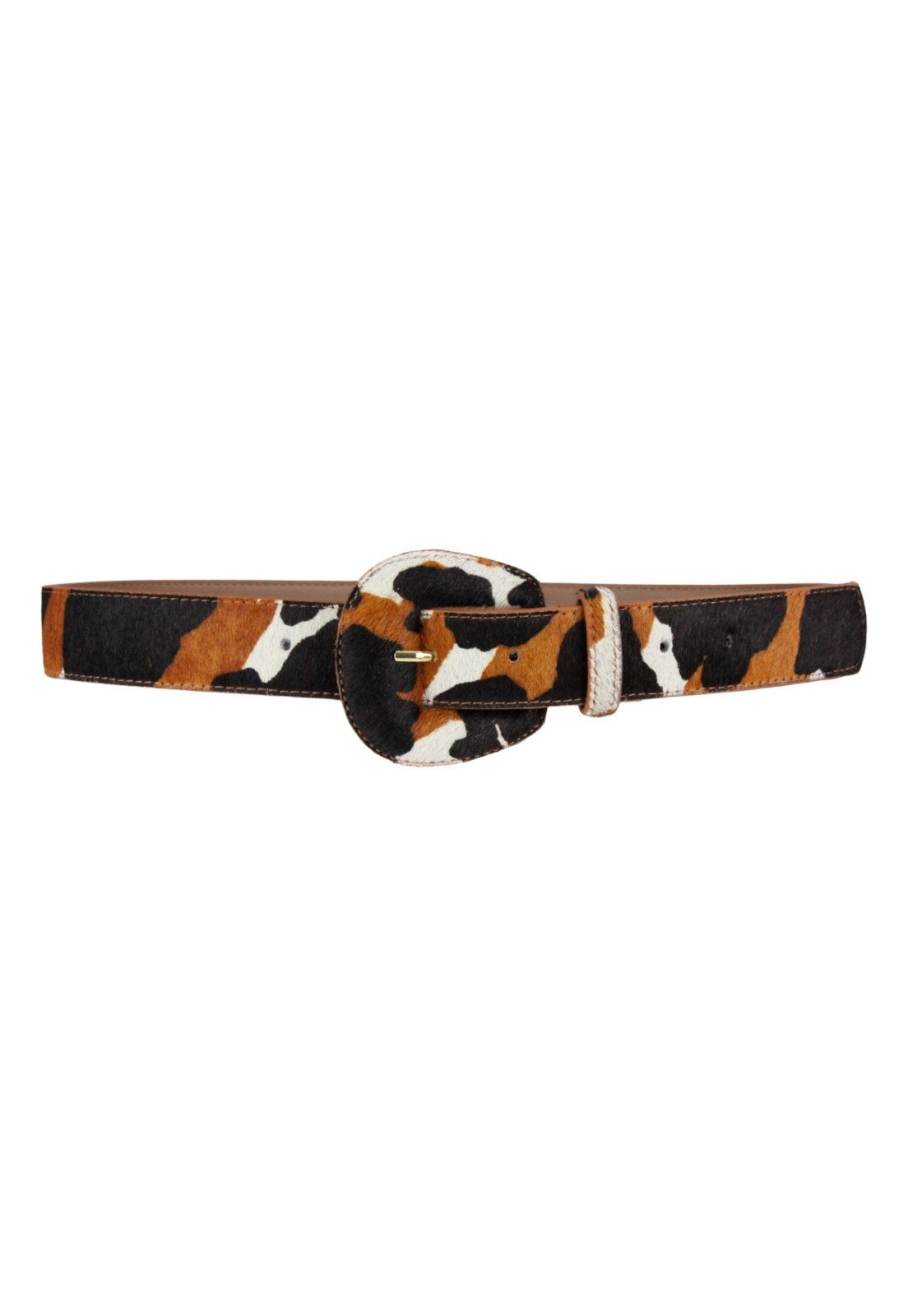 Cinto Crisfael Couro Animal Print Preto com Caramelo – Emilly