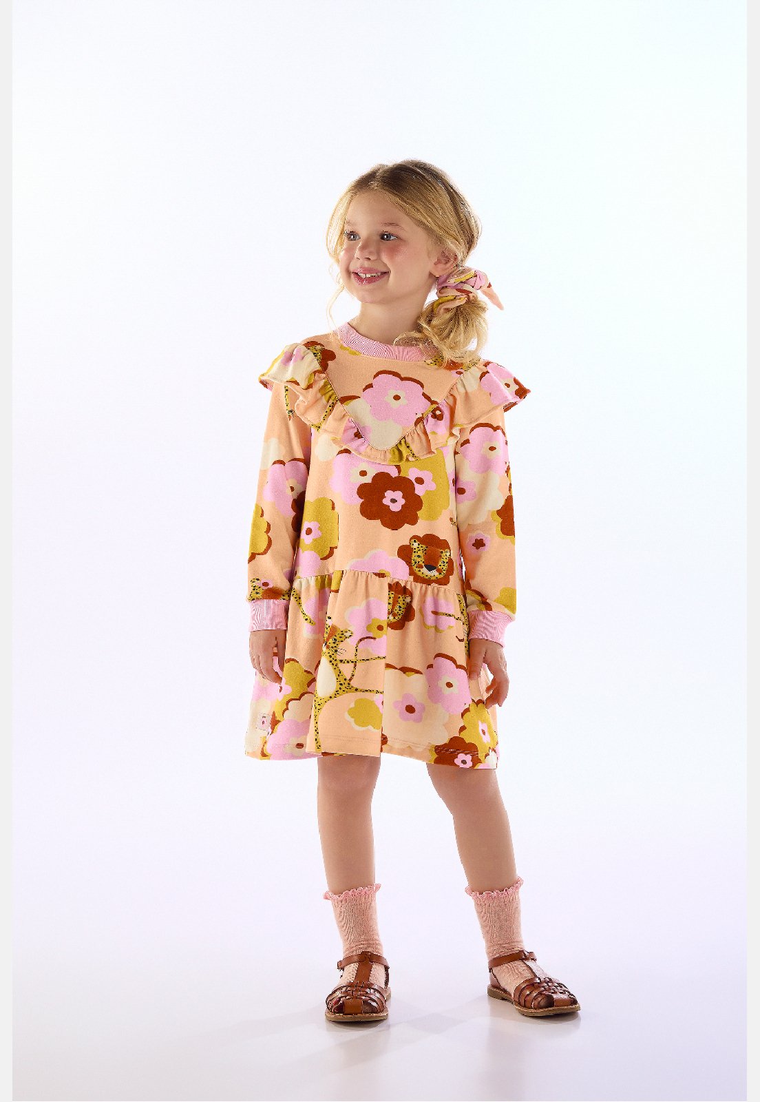 Infantil - Vestido Onça Molecotton Três e Já Rosa