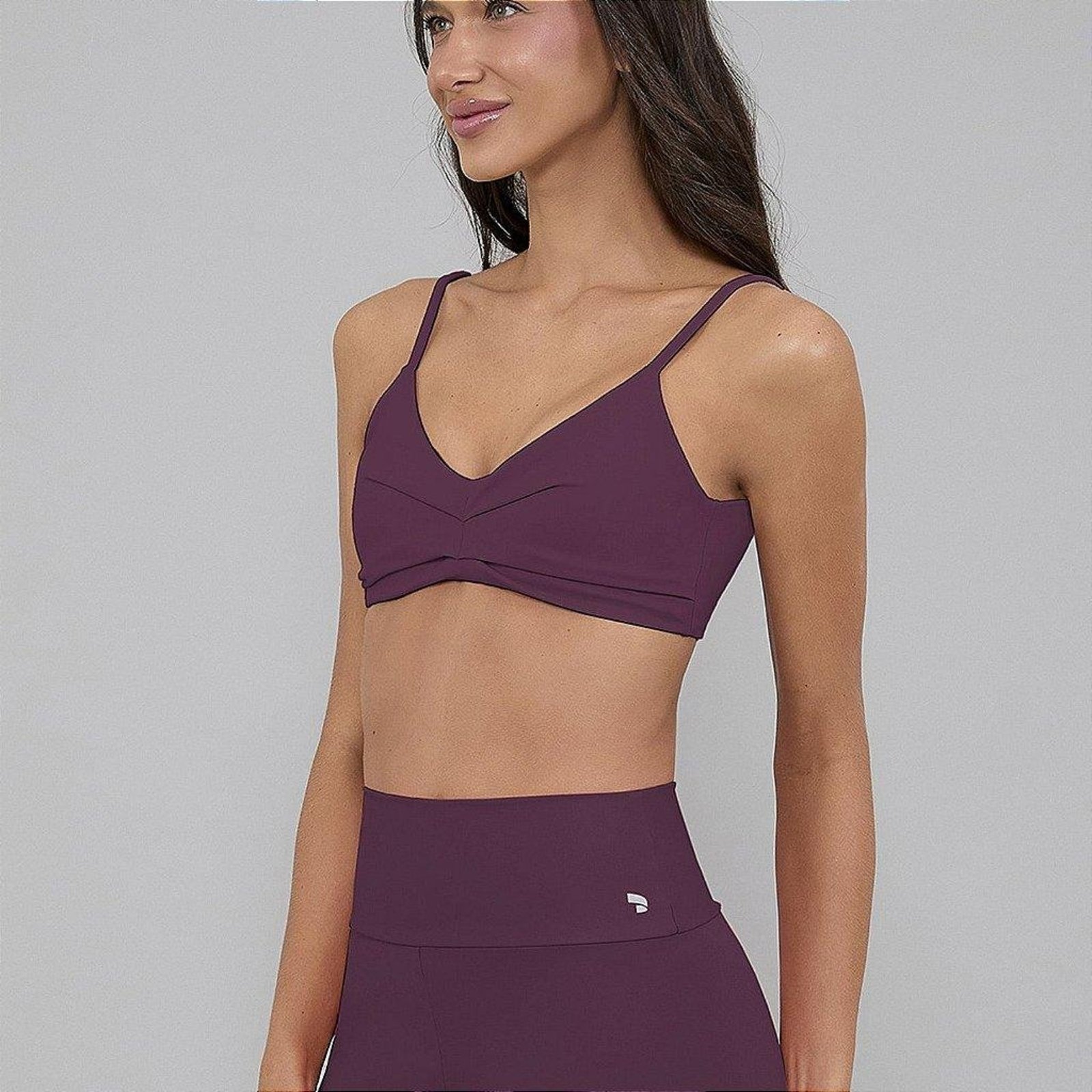 Top Alto Giro Eterno Costas Decotada PR26 Roxo Malva Roxo