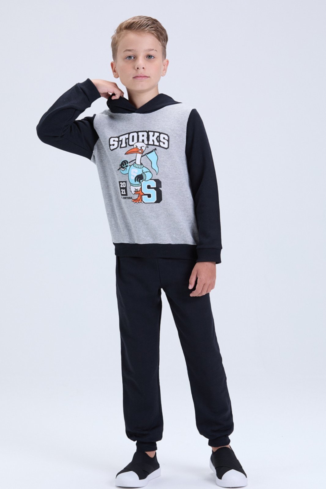 Vista 2 Infantil - Conjunto Moletom Felpado Storks Masculino Inverno VIDA COSTEIRA azul marinho VIDA COSTEIRA azul marinho