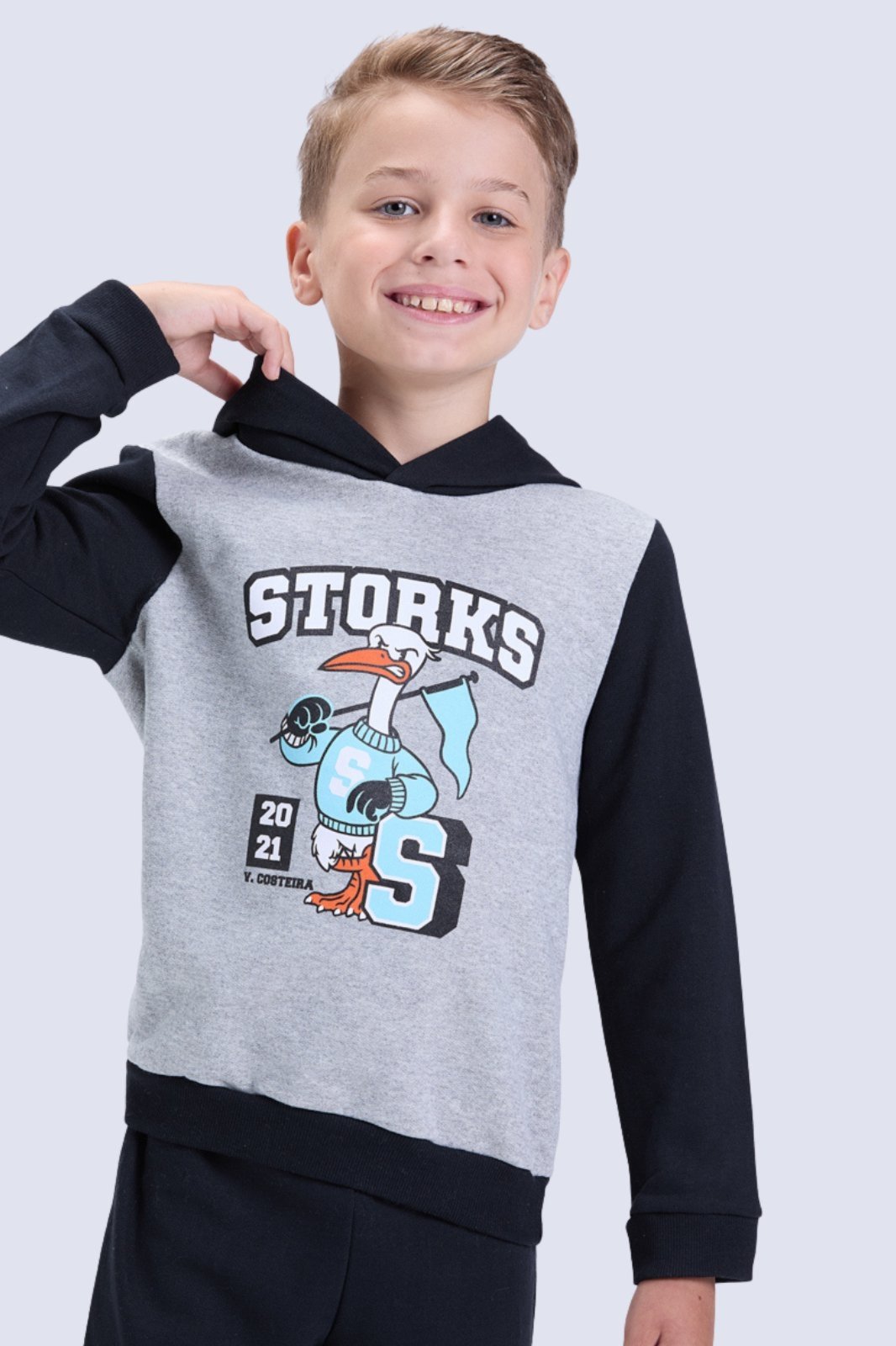 Vista 3 Infantil - Conjunto Moletom Felpado Storks Masculino Inverno VIDA COSTEIRA azul marinho VIDA COSTEIRA azul marinho