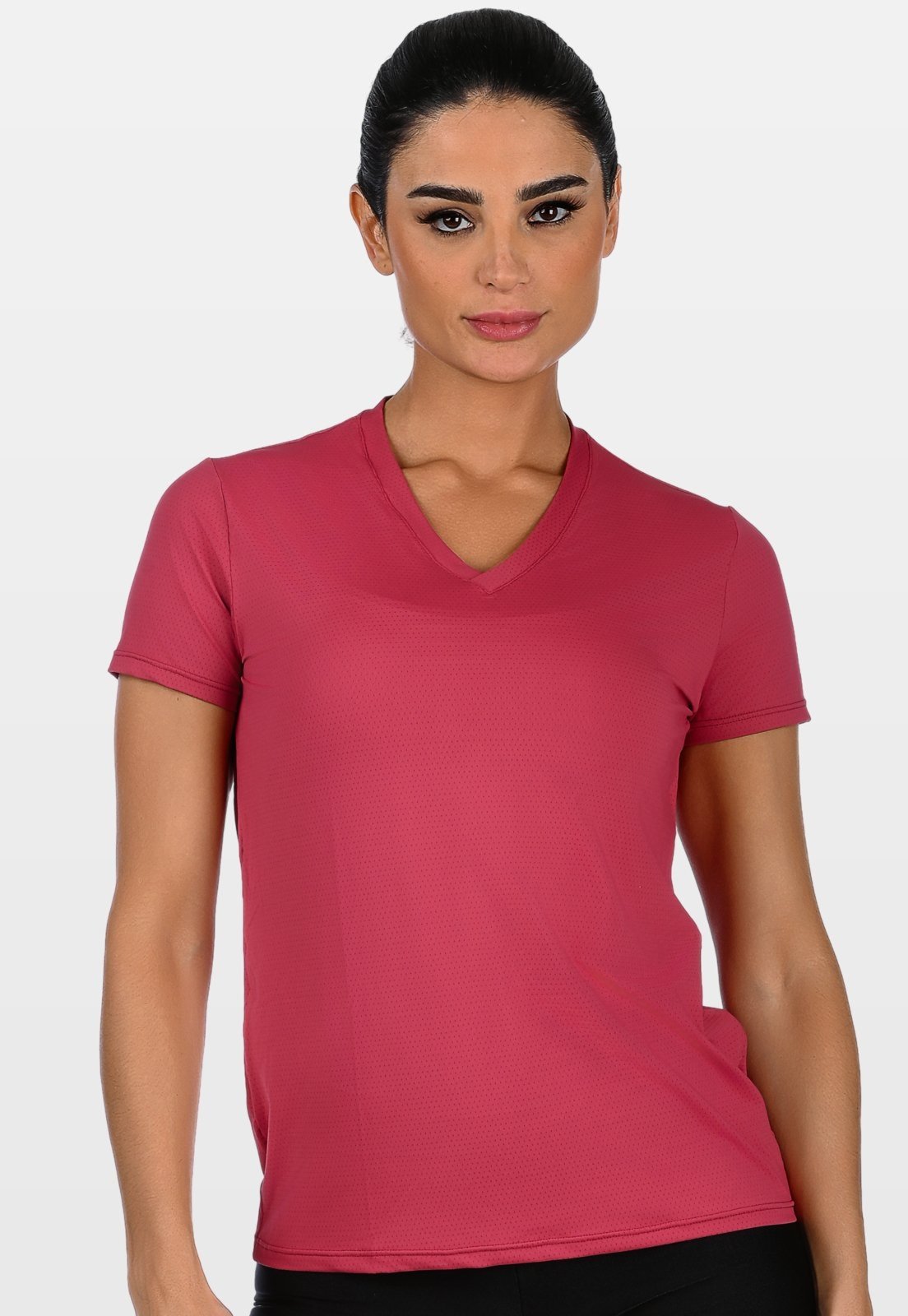 Blusa Fitness Decote V NewTrip Summer Soul Manga Curta Vermelha