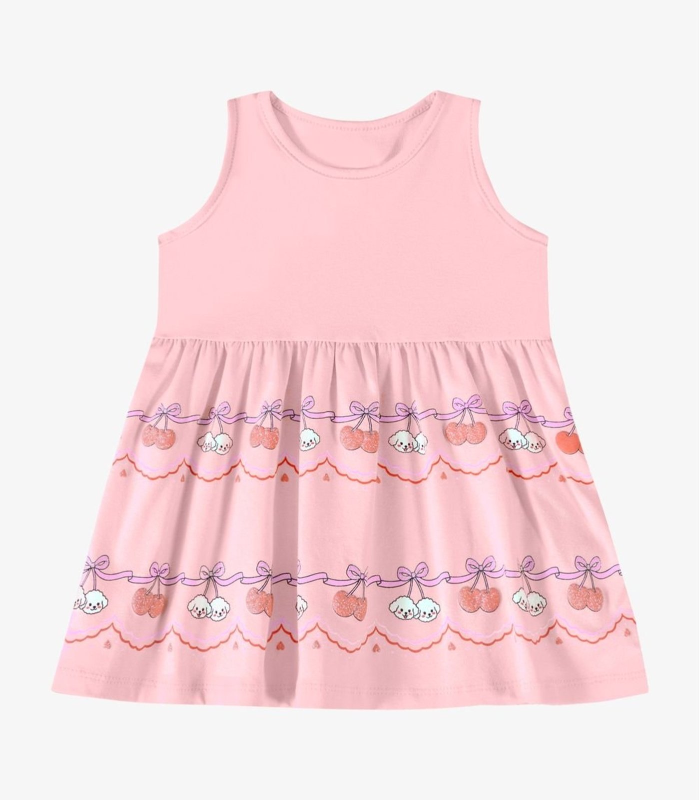 Infantil - Vestido Verão Menina Estampa Glitter Rovi Rosa