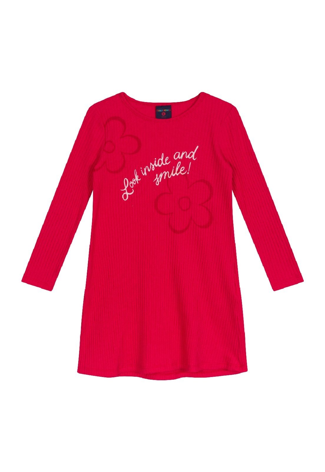 Infantil - Vestido em Ribana Canelada Guloseima Vermelho