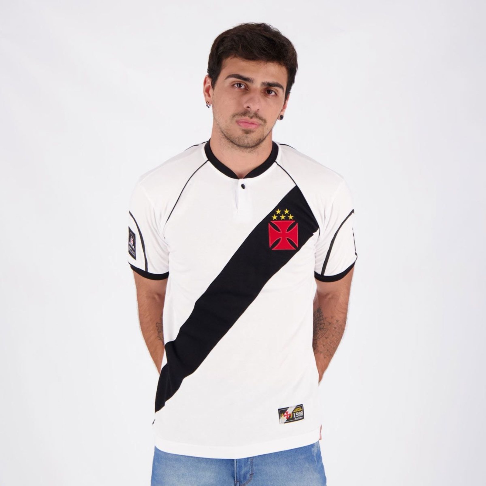 Vista 2 Camisa Vasco da Gama Libertadores 1998 Retrômania branco Retrômania branco