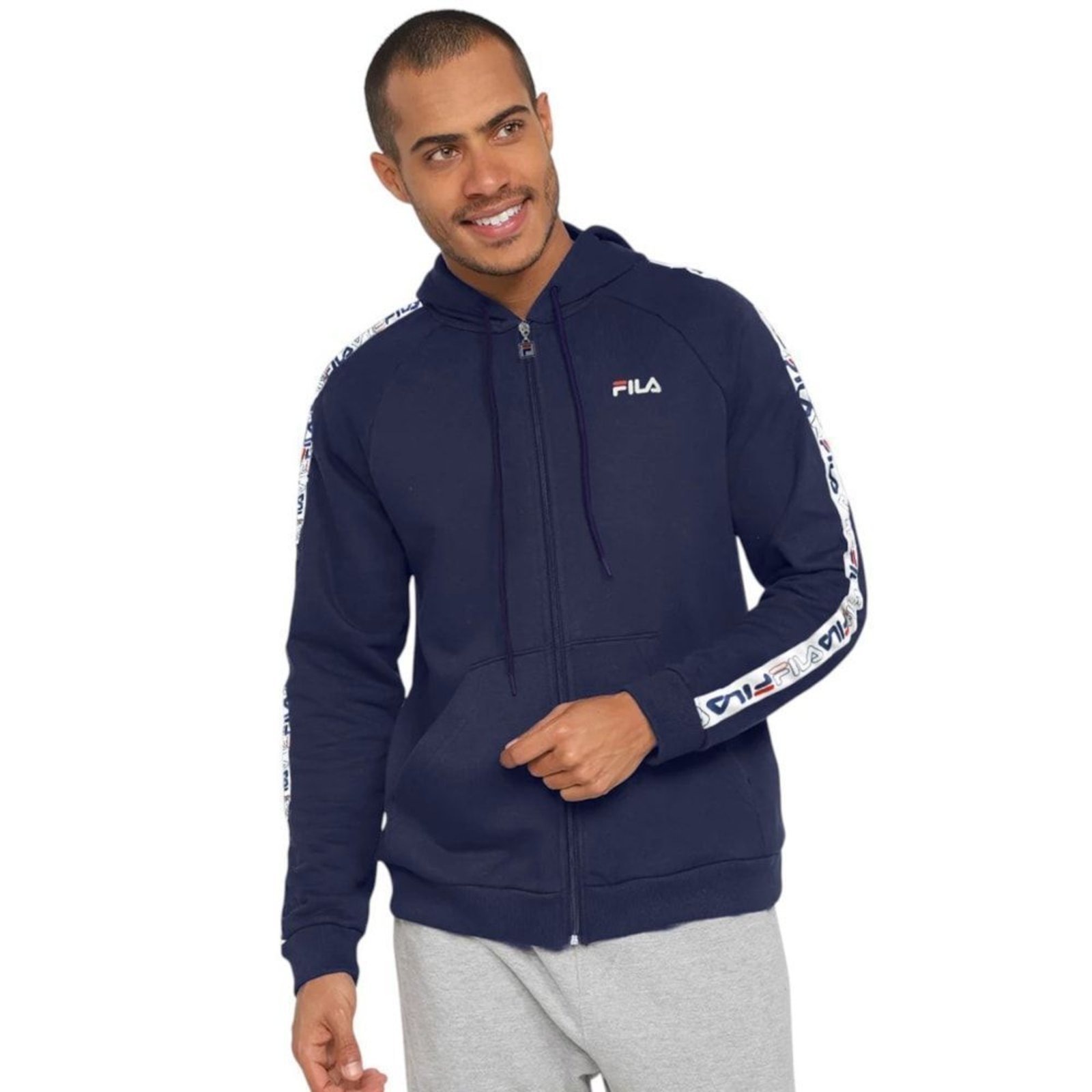 Jaqueta Fila Basic Tape II Plus Size Masculina – Azul Marinho – fila
