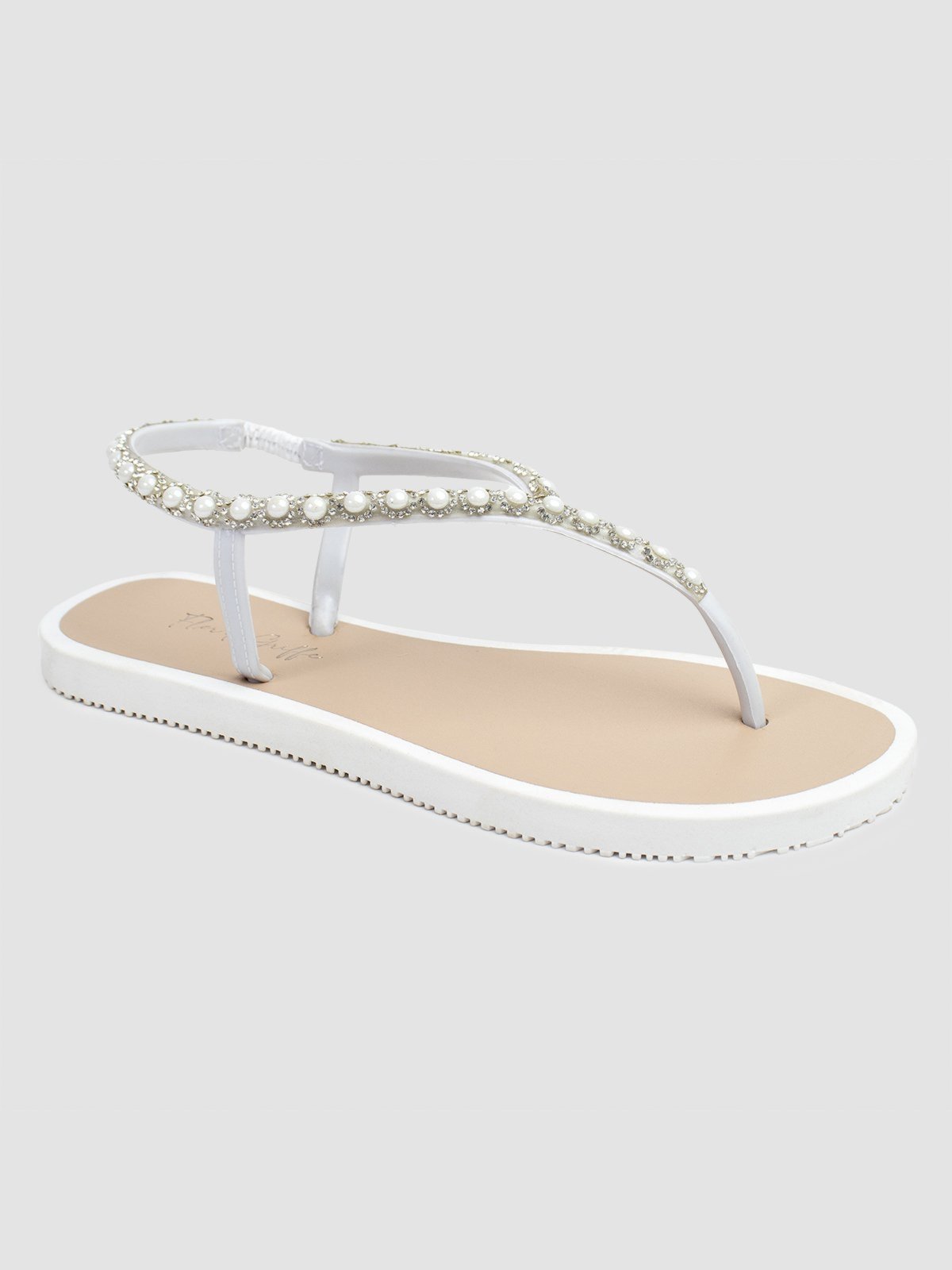 Vista 2 Chinelo De Dedo Flor De Griffe Off-White Feminino Pedras Casual Strass Papete Delicado Verão Dia a Dia Casual F G FLOR DE GRIFFE branco white F G FLOR DE GRIFFE branco white