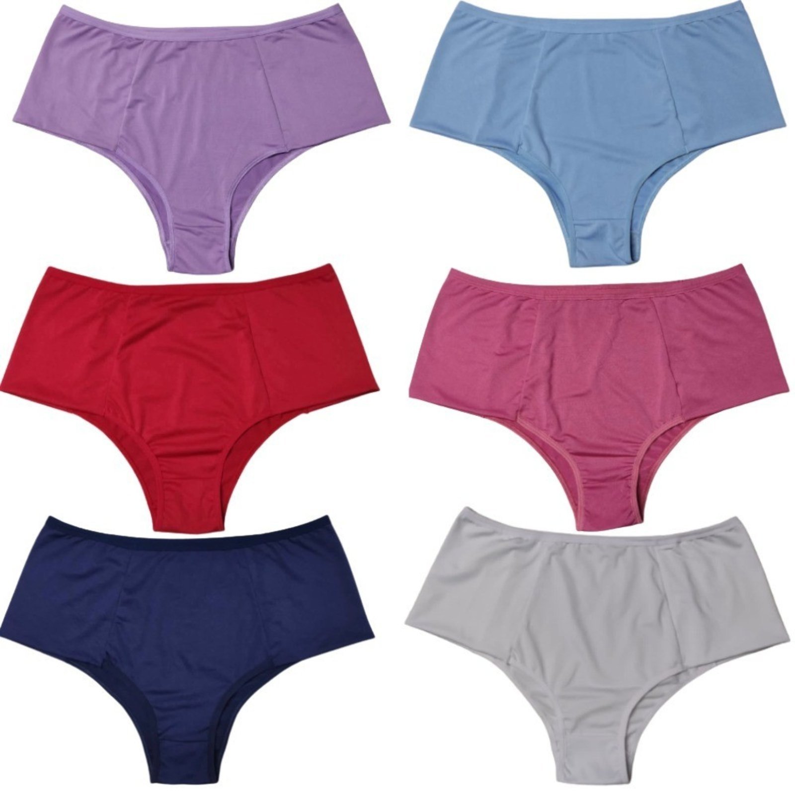 Kit 6 Calcinha Cós Alto Reflexo Íntimo Pala Dupla Confortável Plus Size Multicolorido
