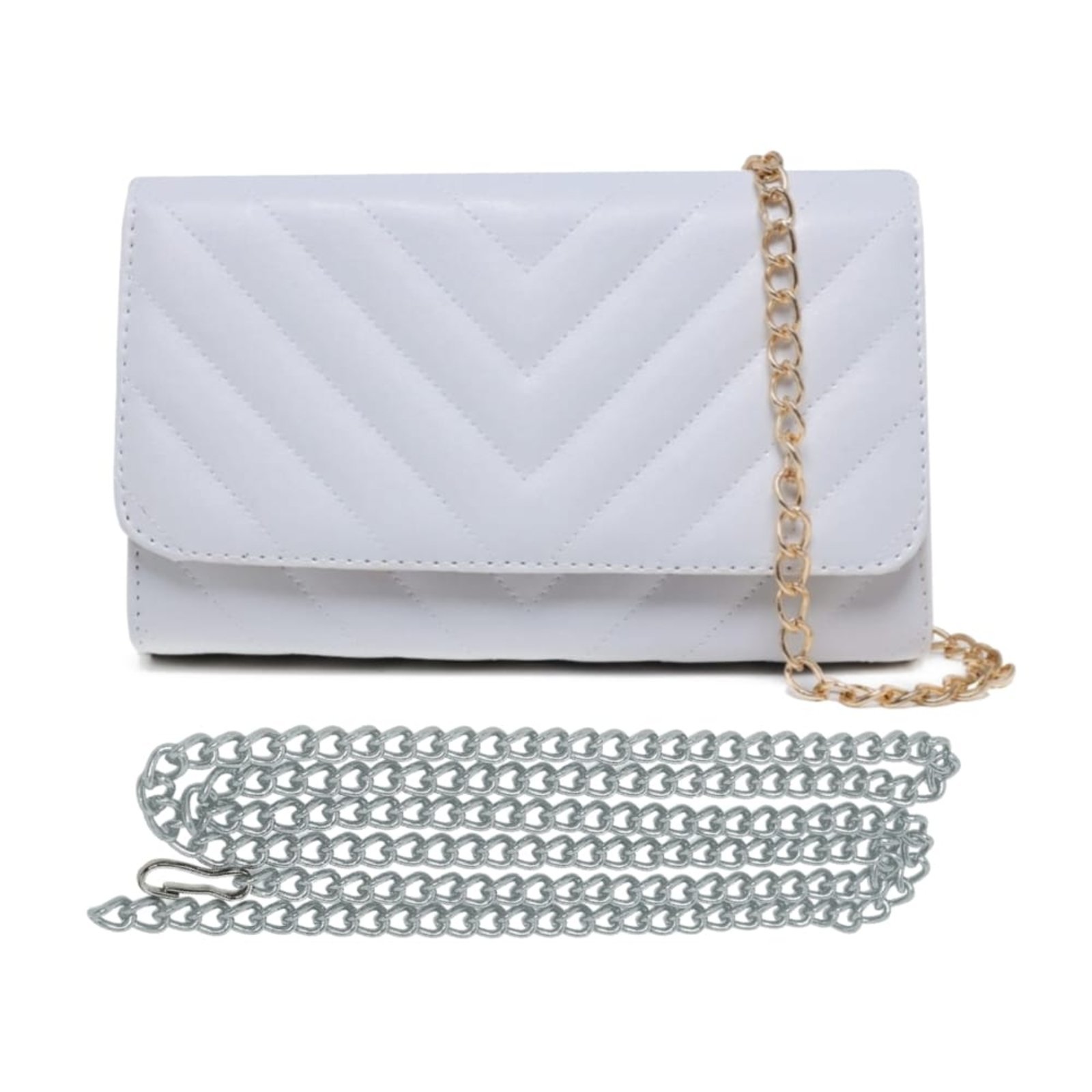 Bolsa Branca Clutch De Mão e Ombro Pequena 2 Alças Removíveis Moda Feminina Festa Elegante Madrinha