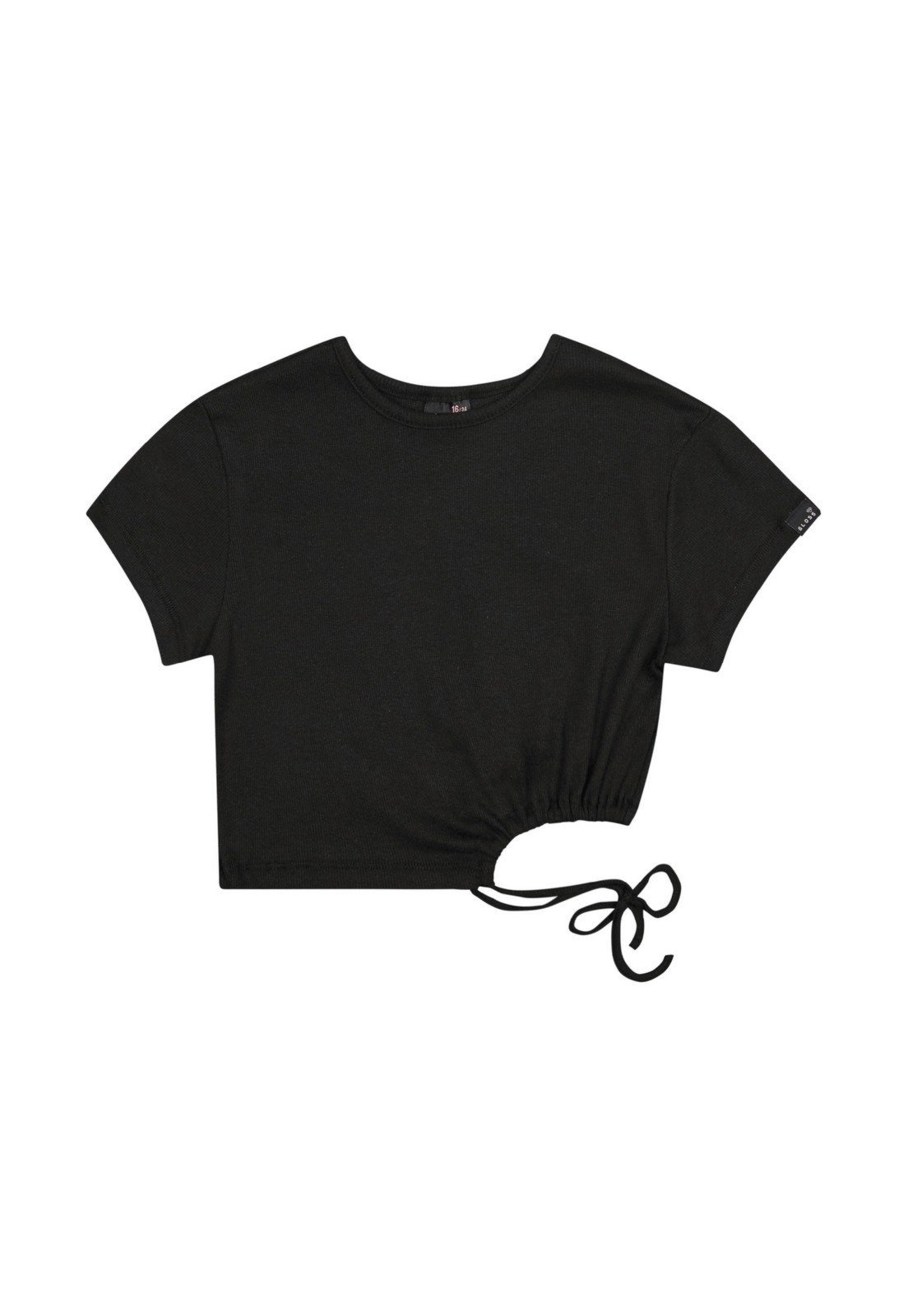 Infantil - Blusa Cropped Básica em Ribaninha Juvenil Gloss Preto