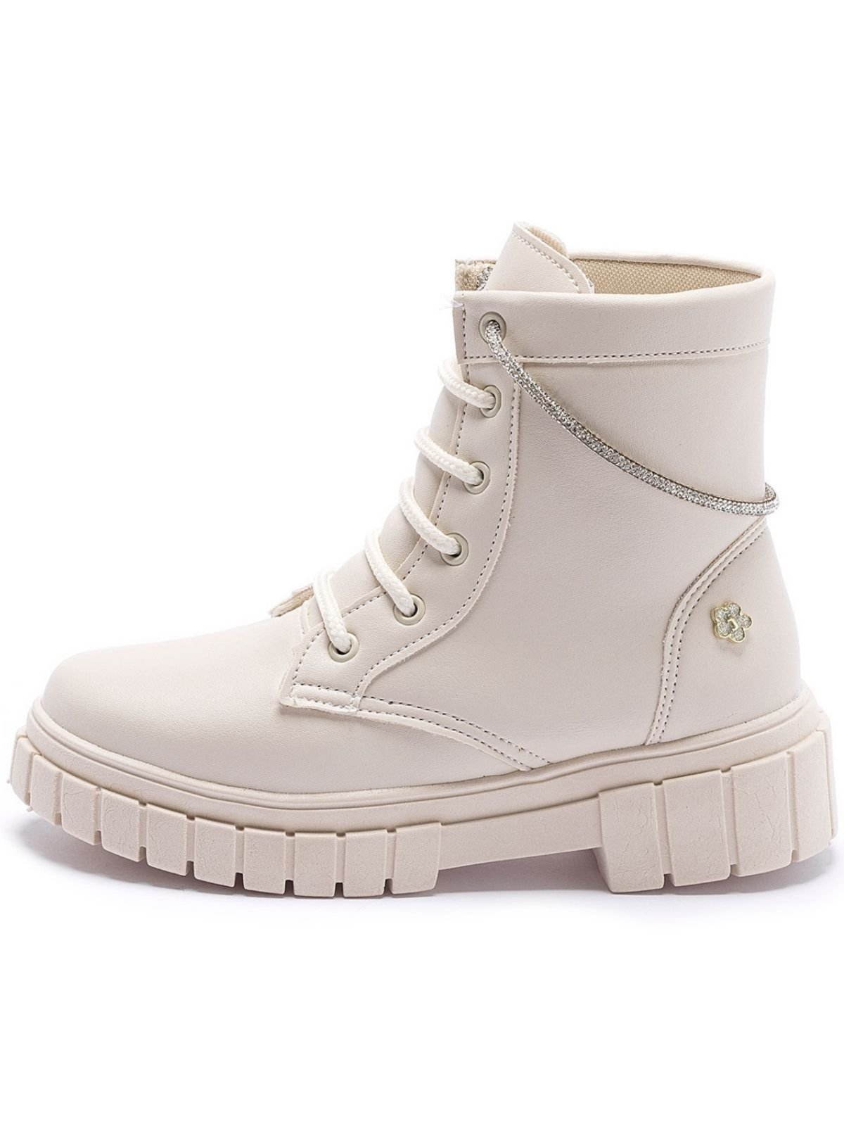 Infantil – Bota Feminina Coturno Menina com Brilho Tininha Off White