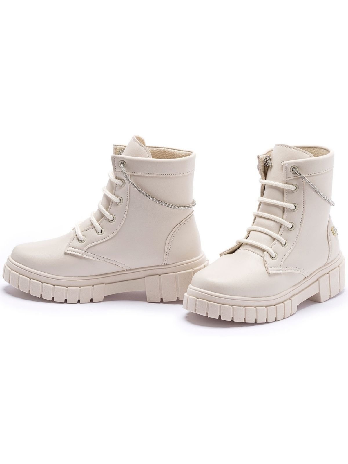 Vista 3 Infantil - Bota Feminina Coturno Menina com Brilho Tininha Off White Tininha off-white white