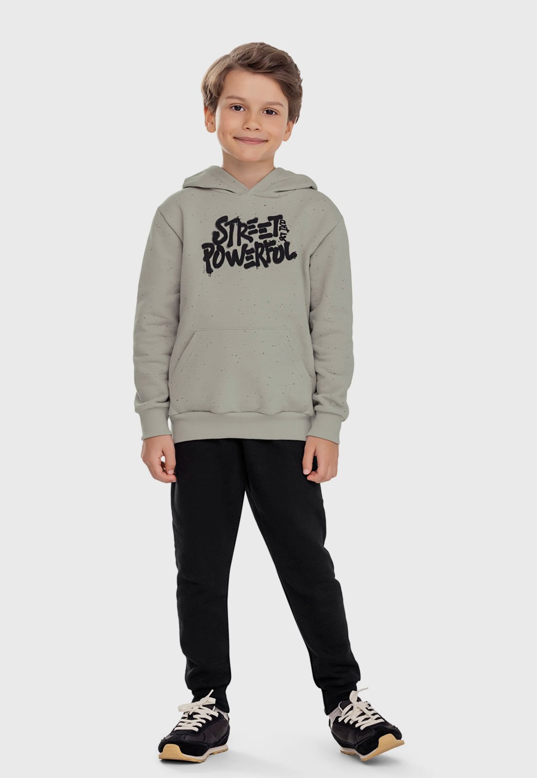 Infantil - Conjunto Elian Estampa Street Powerful Cinza