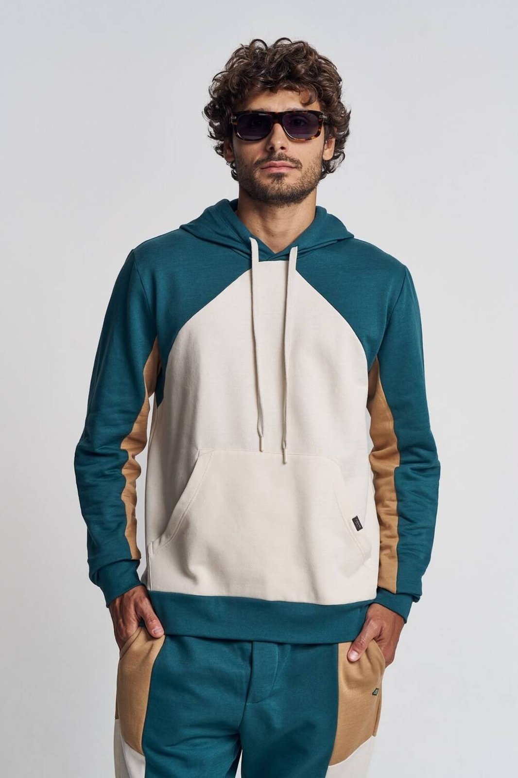 Blusão Moletom com Capuz Triton Bege/Verde