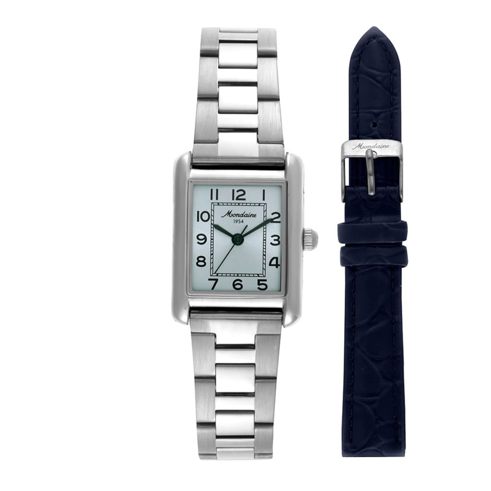 Relógio Feminino Quadrado Vintage Troca Pulseira Prata Mondaine