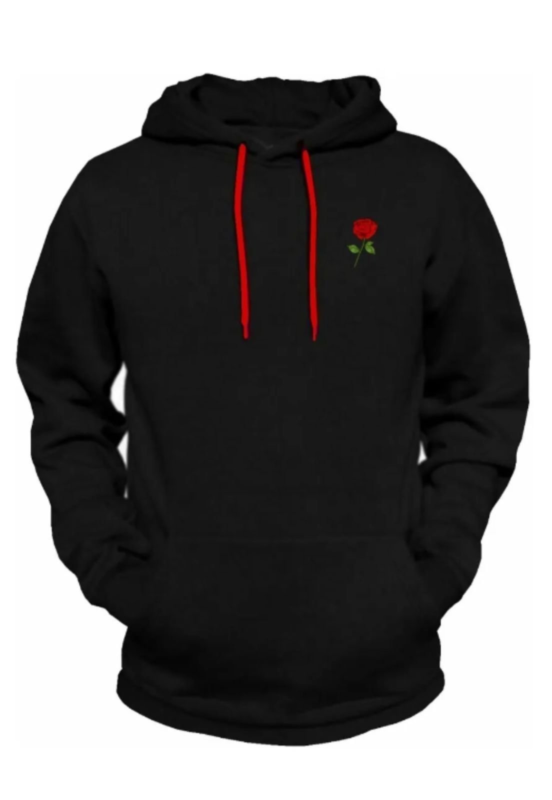 Moletom Algodão Canguru Relaxado Casaco Blusa de Frio Fechada Unissex Estampada Preta