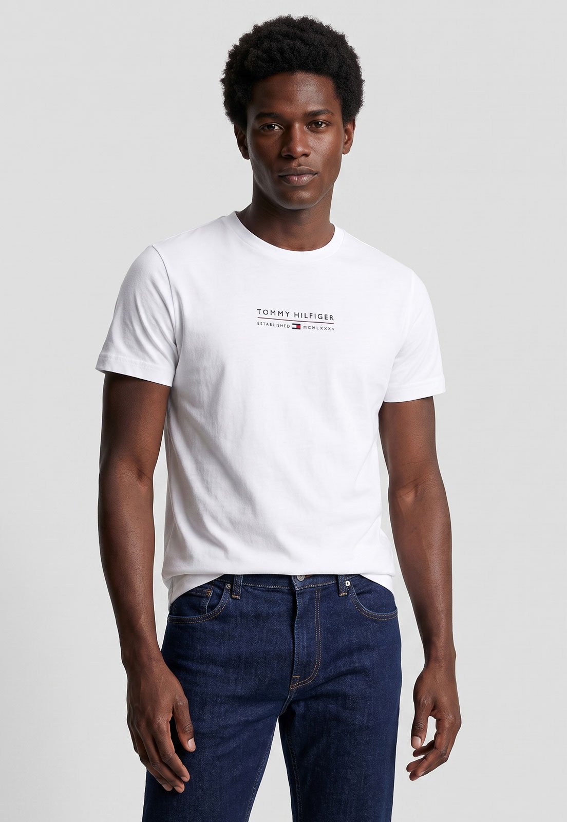 Camiseta Masculina Tommy Hilfiger Logo Branca