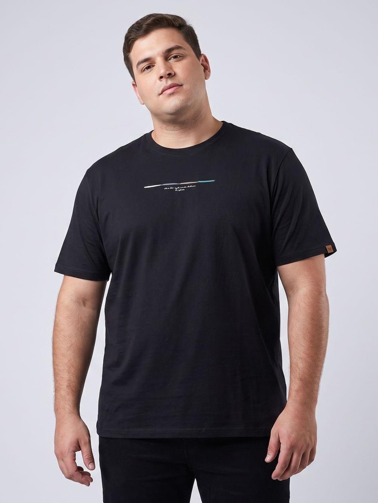 Camiseta Manga Curta Plus Size Masculina PRETO