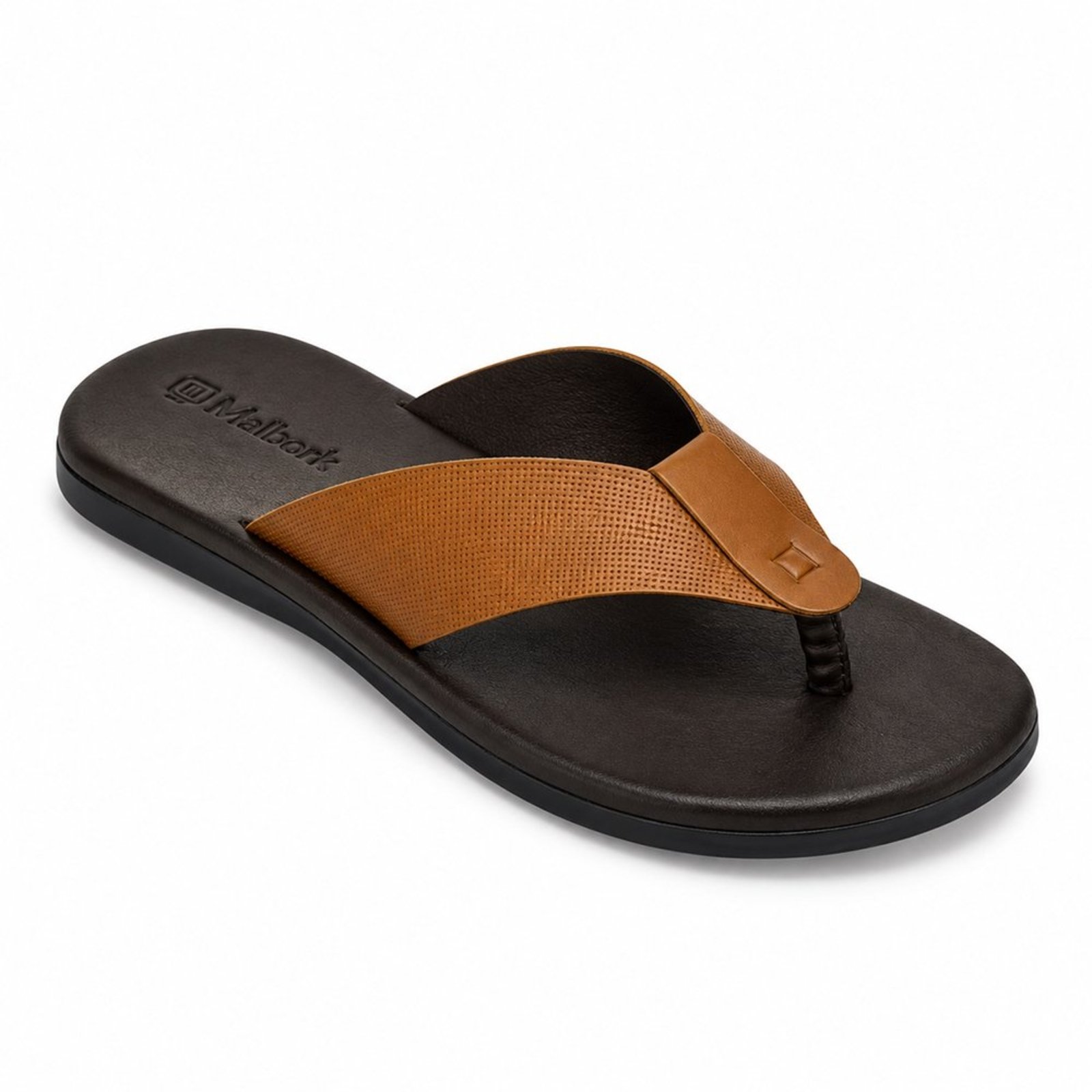 Chinelo Masculino Couro Malbork Caramelo Confortável Casual