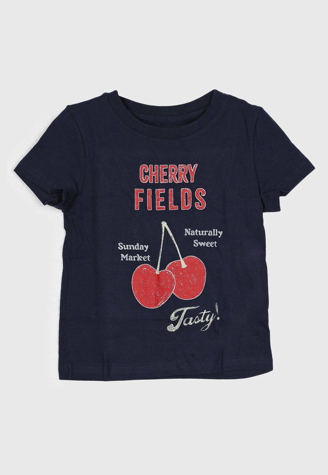 Infantil - Camiseta Hering Estampa Cerejas Azul-Marinho