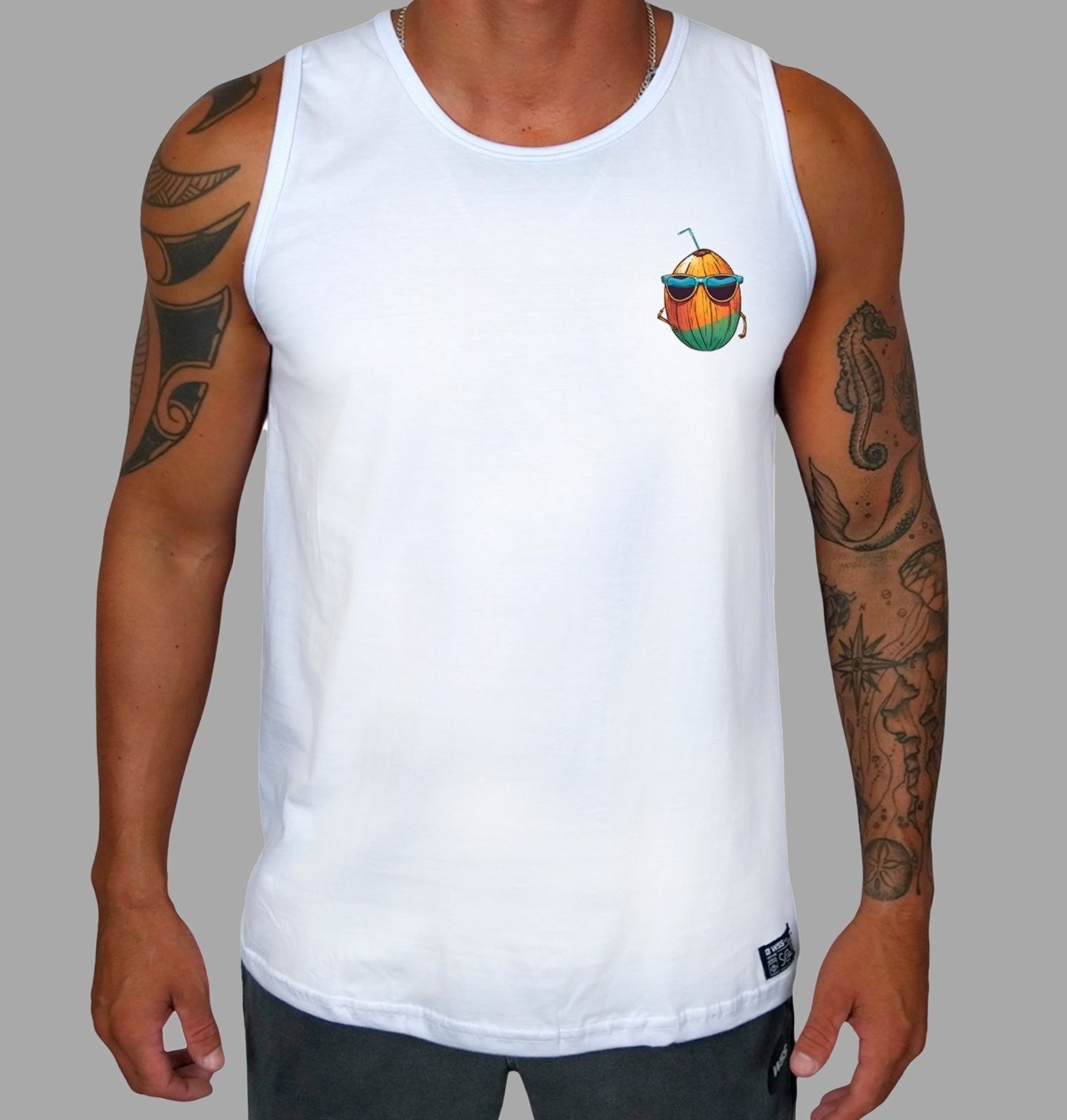 Camiseta Regata Branca Masculina Funny Algodão Prime WSS Branco