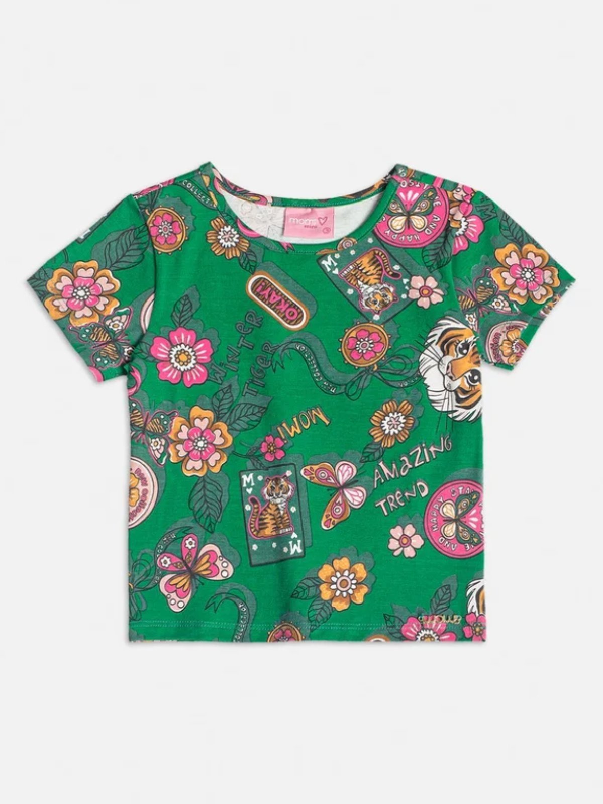 Infantil - Blusa Manga Curta com Estampa de Tigres