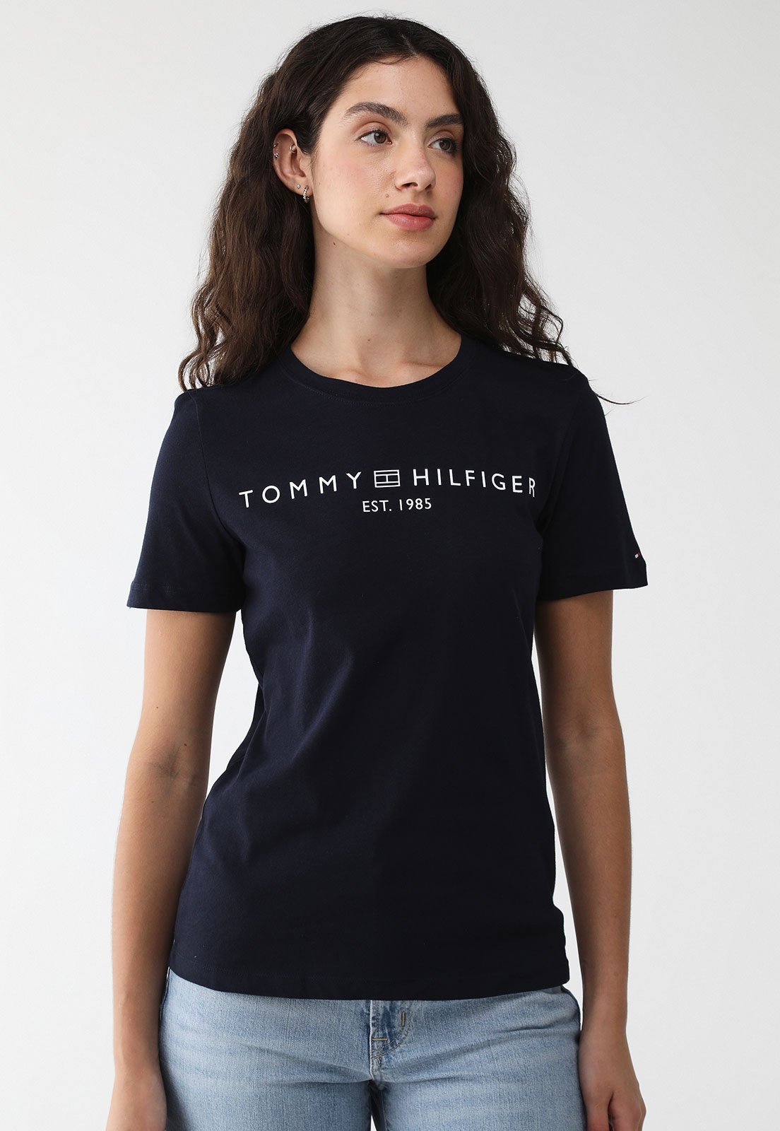 Vista 2 Camiseta Tommy Hilfiger Slim Logo Azul-Marinho azul marinho Tommy Hilfiger azul marinho