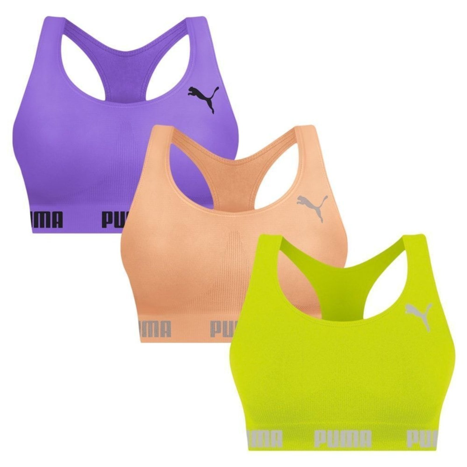 Kit 3 Tops Puma Nadador Sem Costura Feminino – Verde – puma