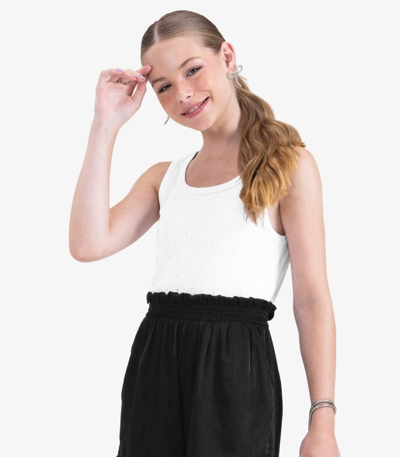 Vista 3 Infantil - Regata Juvenil Feminina em Ribana de Viscose Minty branco MINTY branco