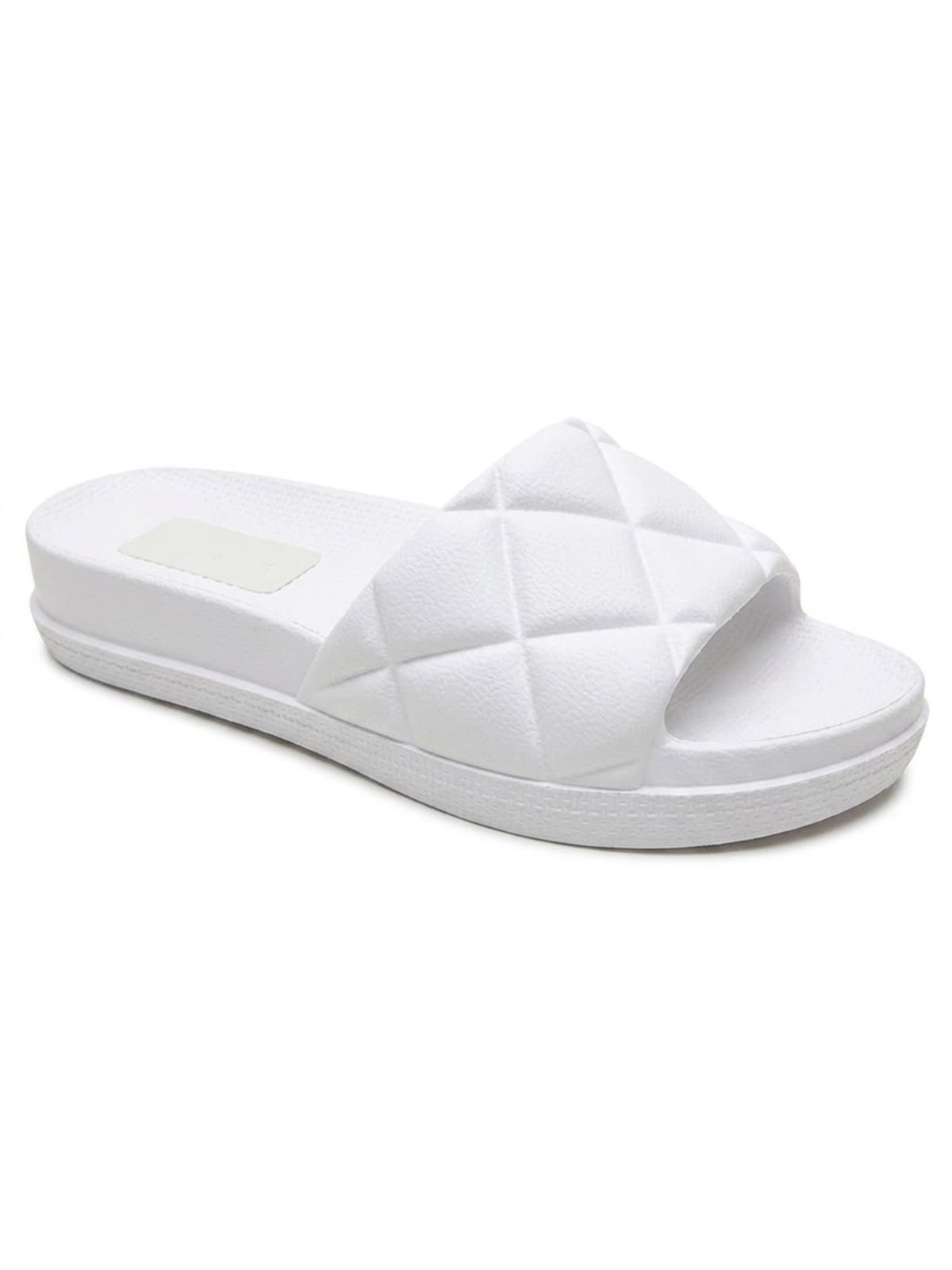 Chinelo Slide Feminino Matelassê EVA Plataforma Confortável Branco