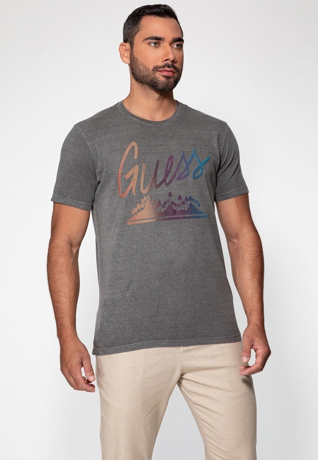 Camiseta Guess Palm Trees Preto
