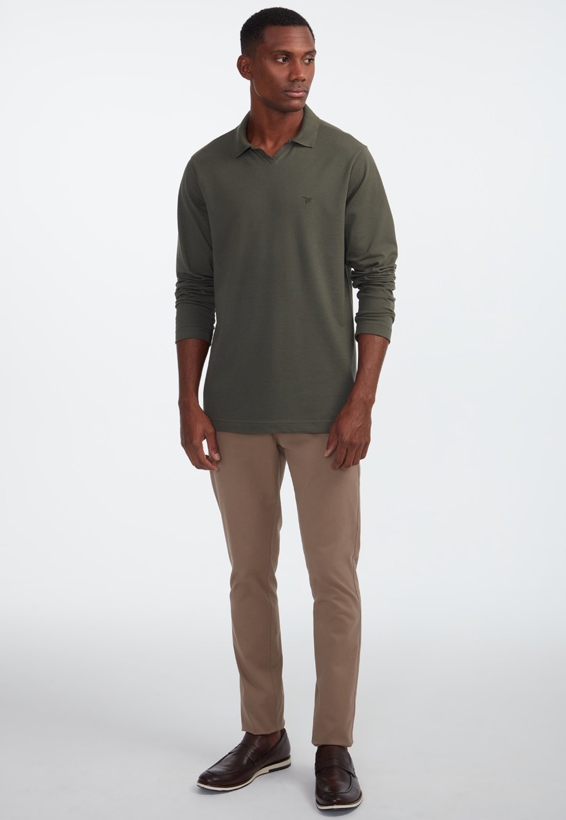 Calça Traymon Skinny Algodão Egípcio Kaki Medio