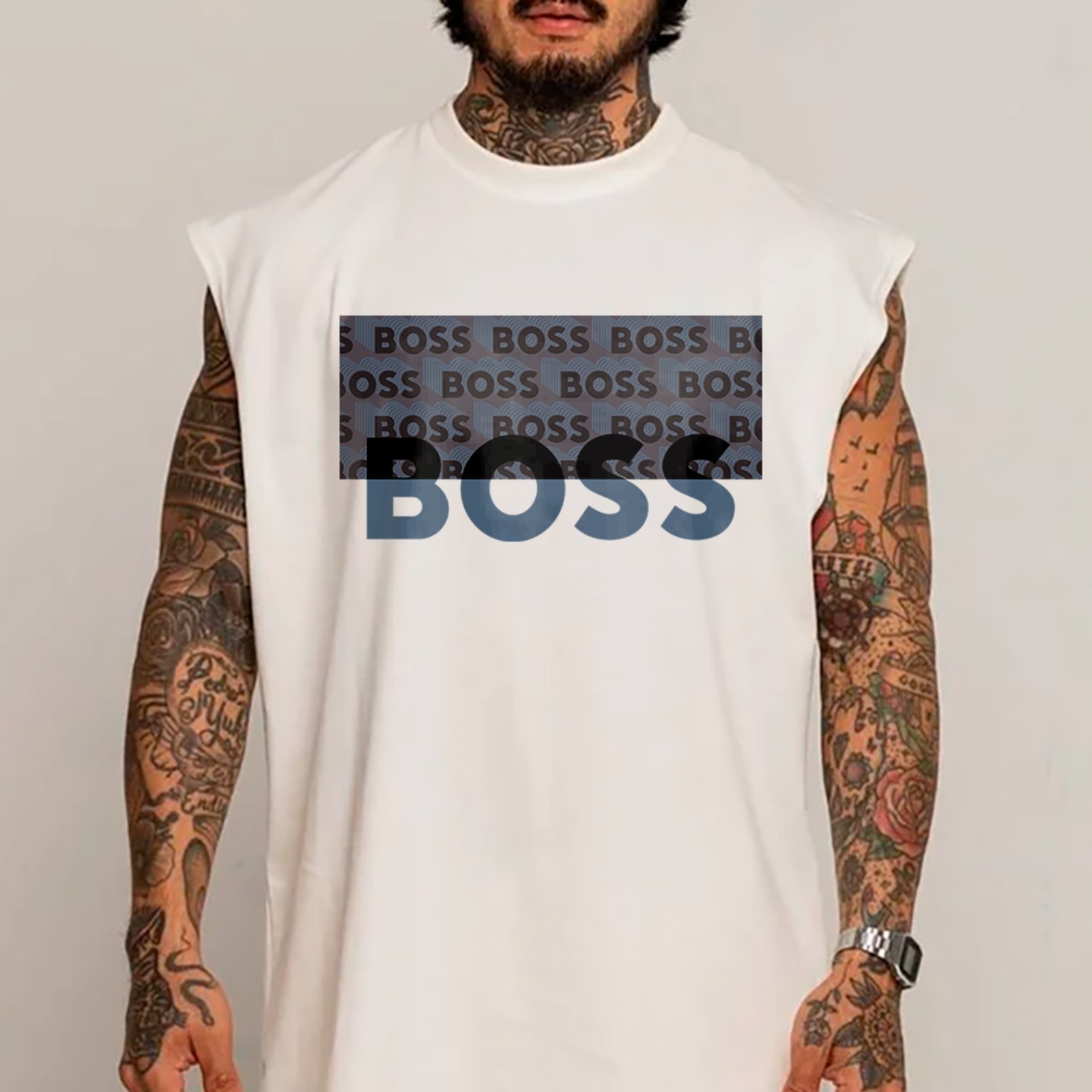 Regata Machão Boss Fashion Urbana Estilo Hype Branco