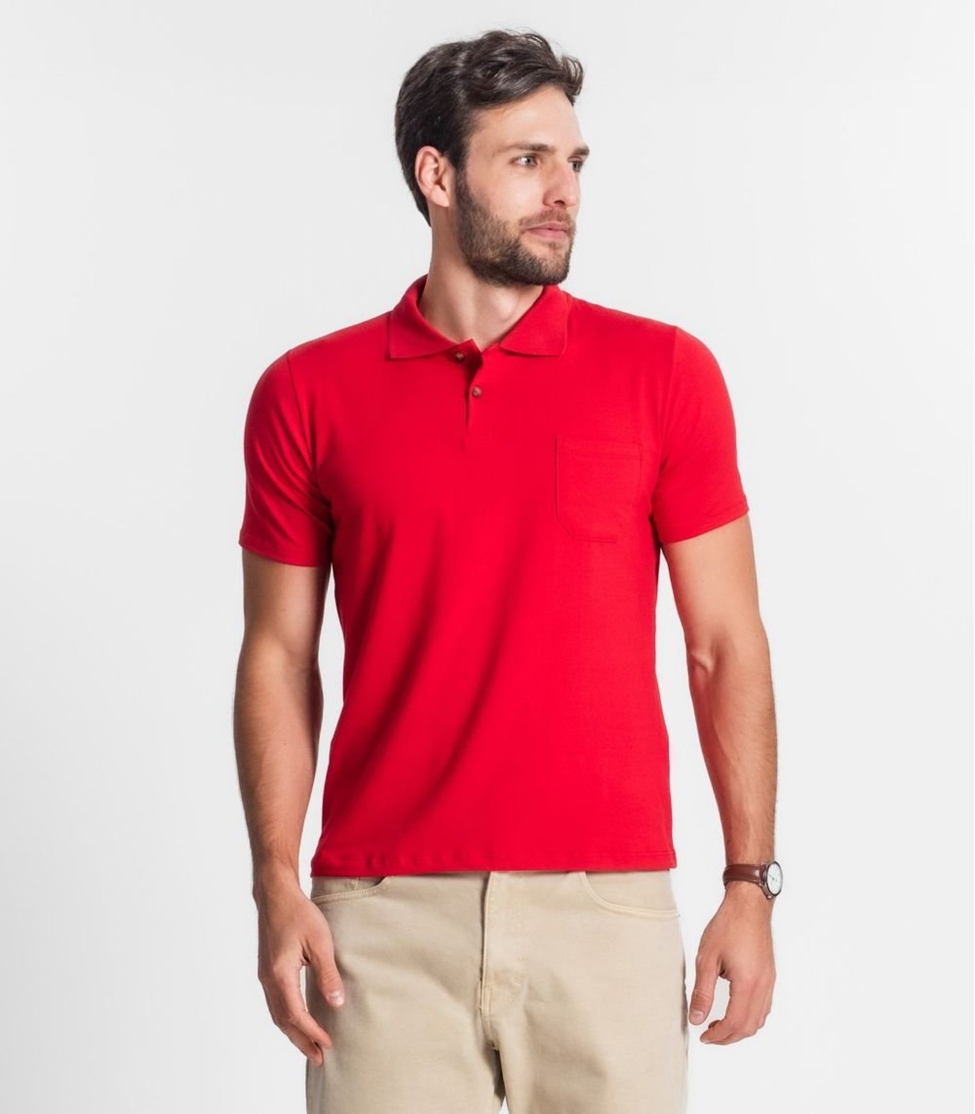 Vista 2 Polo Masculina Com Bolso Cotton Leve Diametro Diametro basicos azul Diametro basicos azul