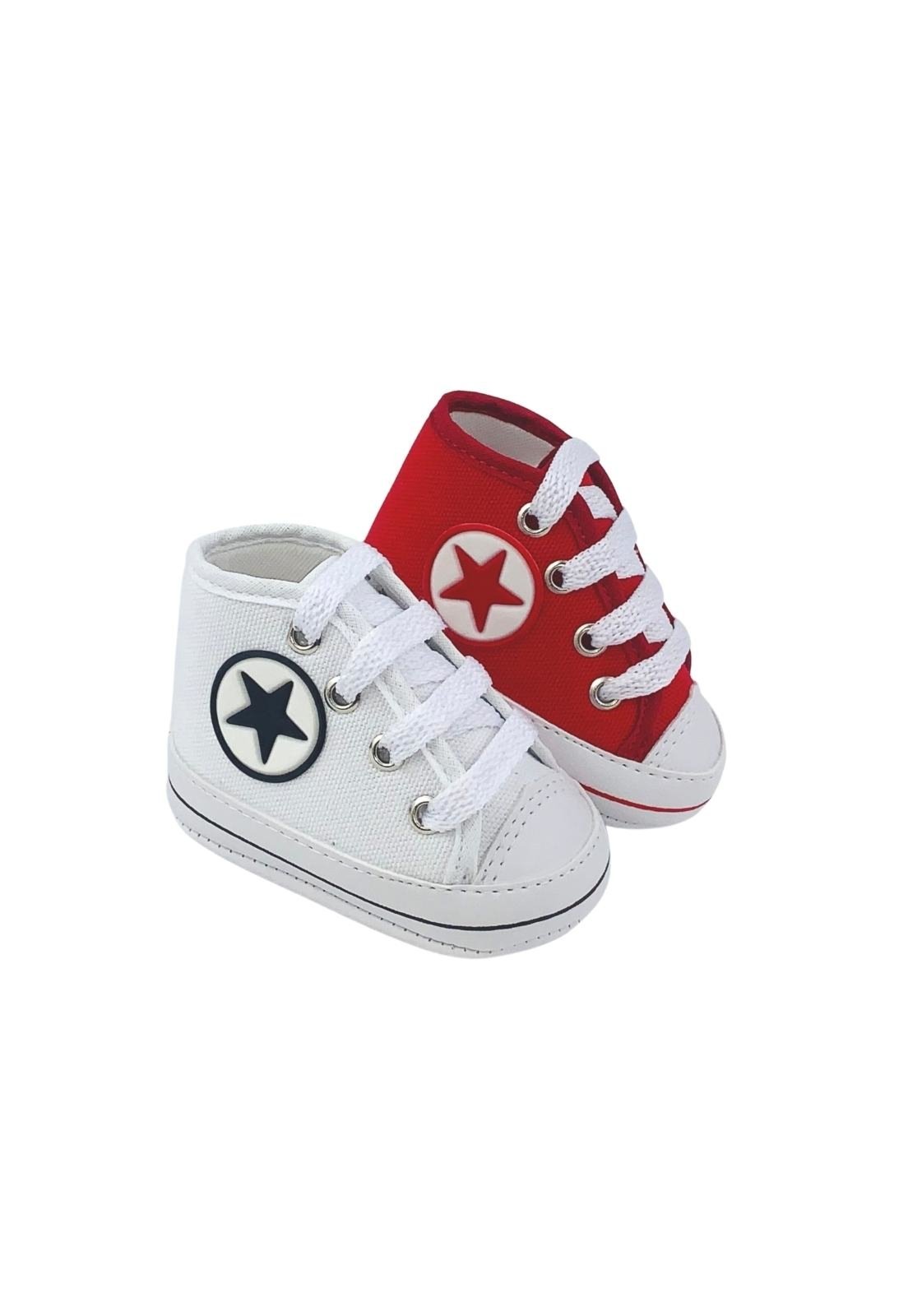Infantil – Kit Com 2 Pares Tênis Sapatinho De Cano Alto Direto Da Fábrica Branco e Vermelho